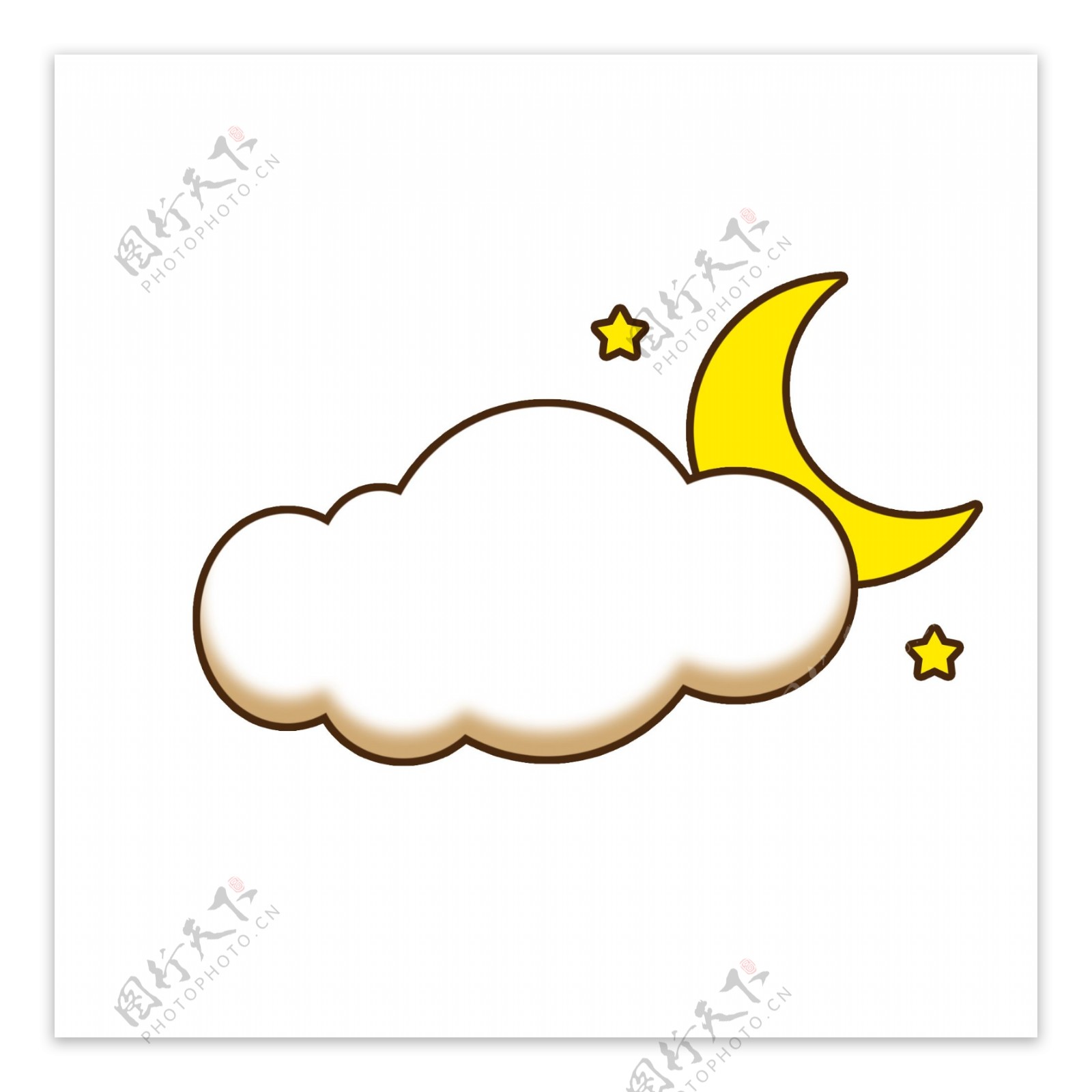卡通可爱天气云朵月亮白云星星云层简笔元素