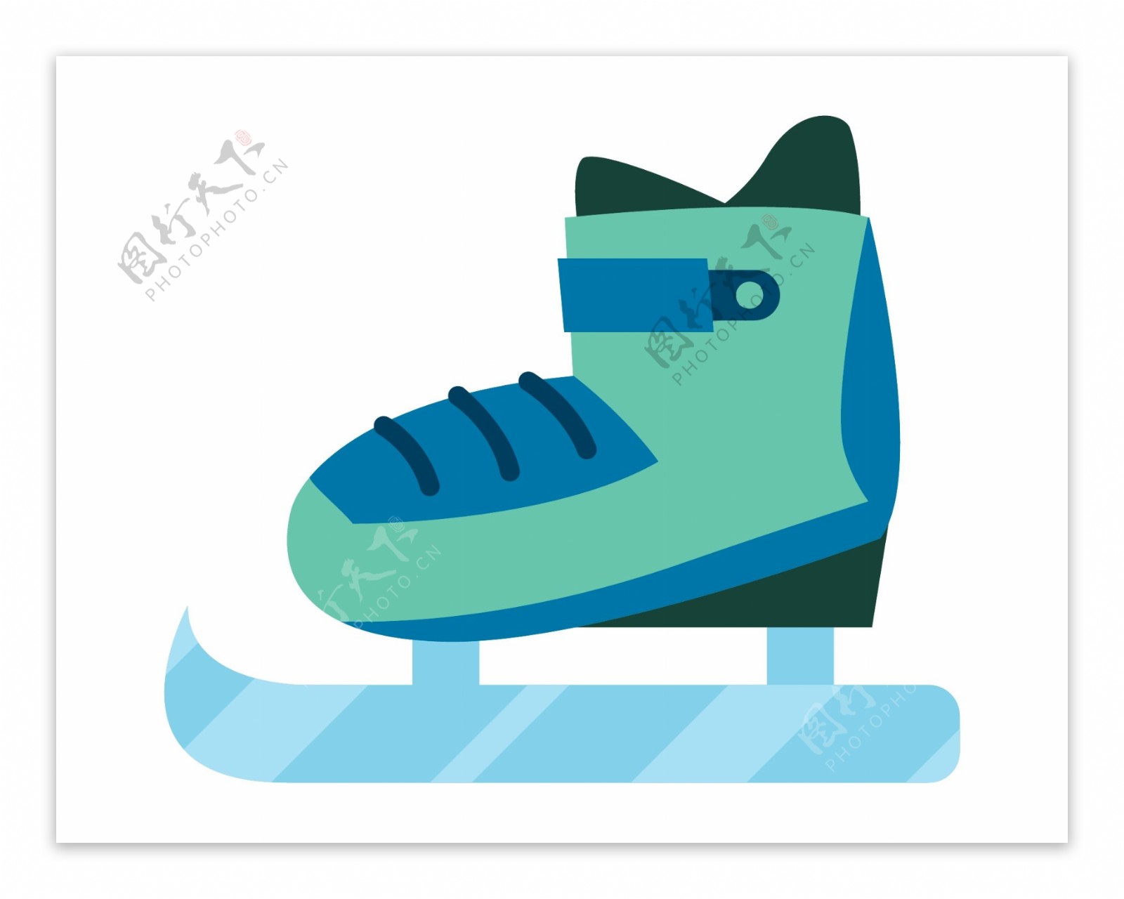 卡通蓝色滑冰鞋元素