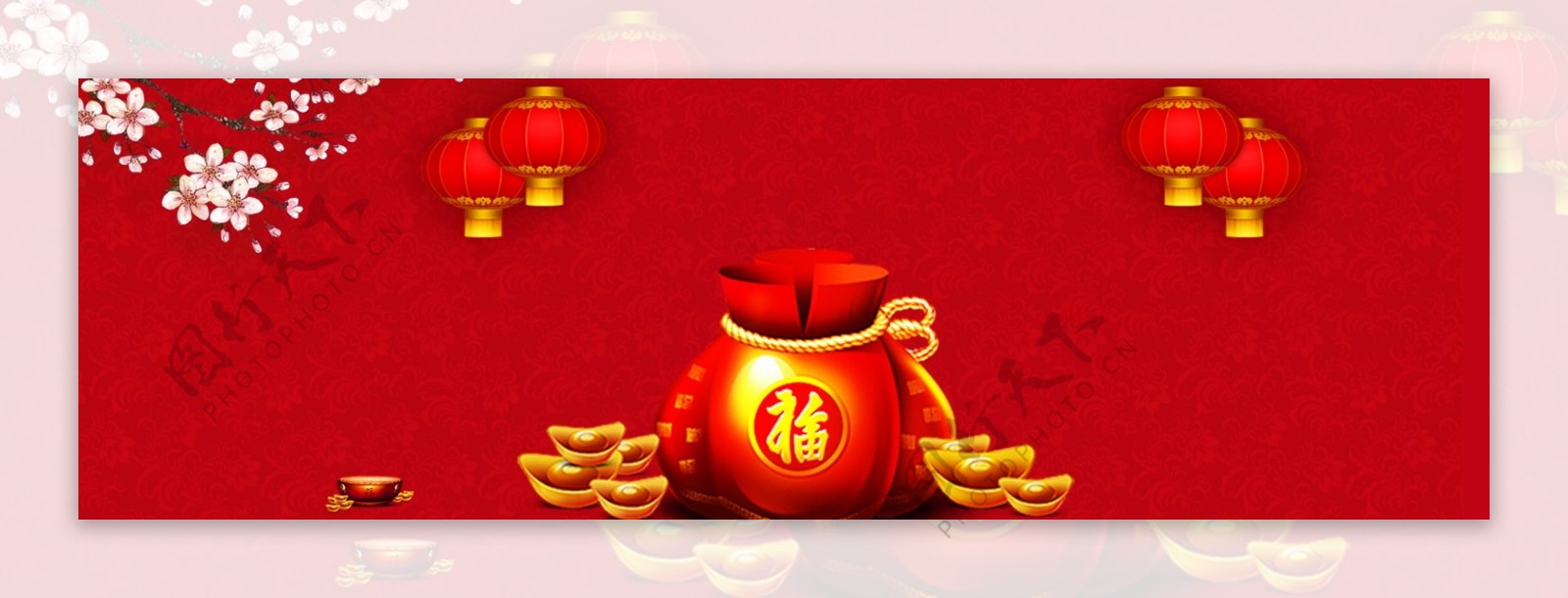 礼品新年中国风红色banner背景