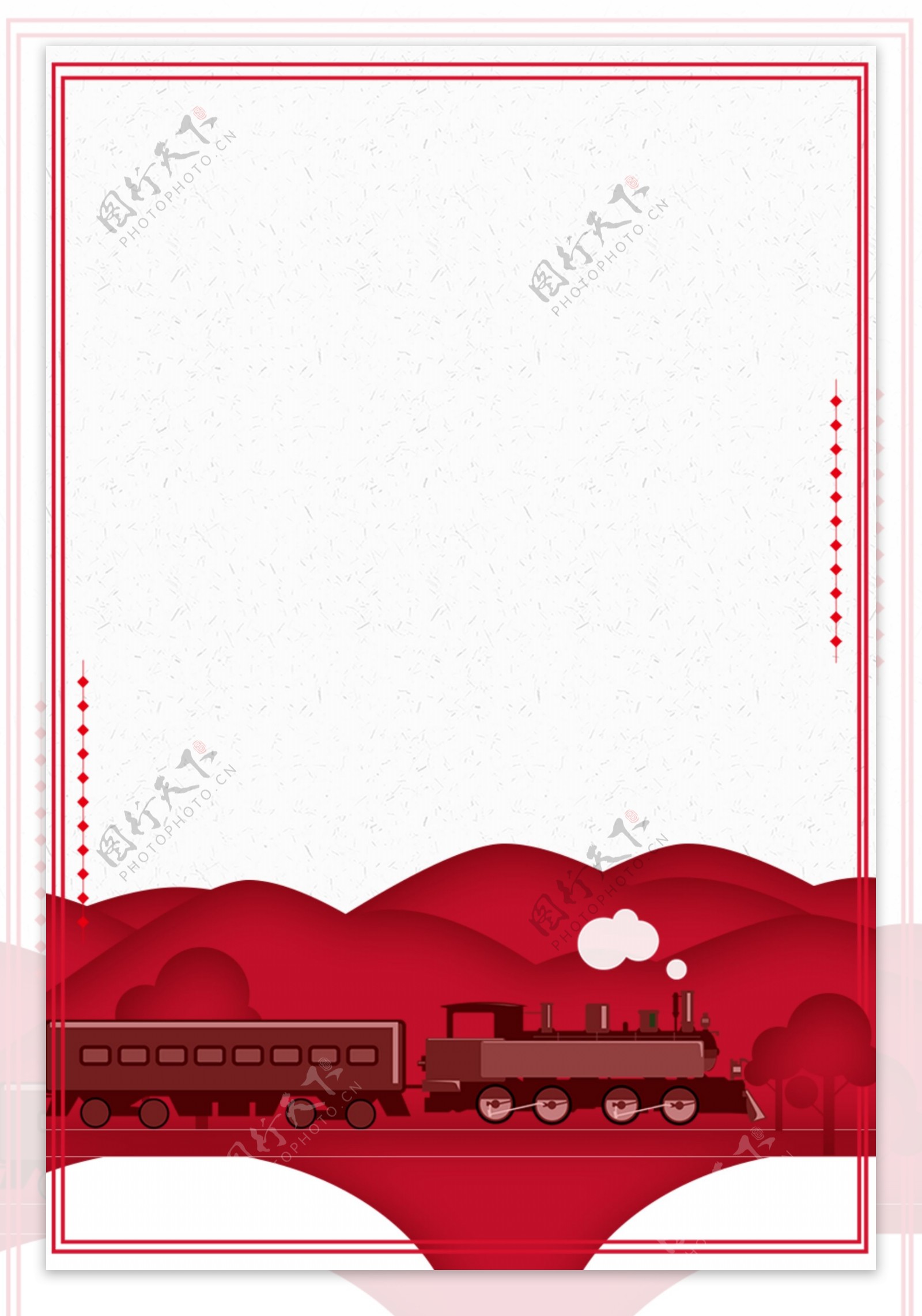 复古红色火车春运背景设计