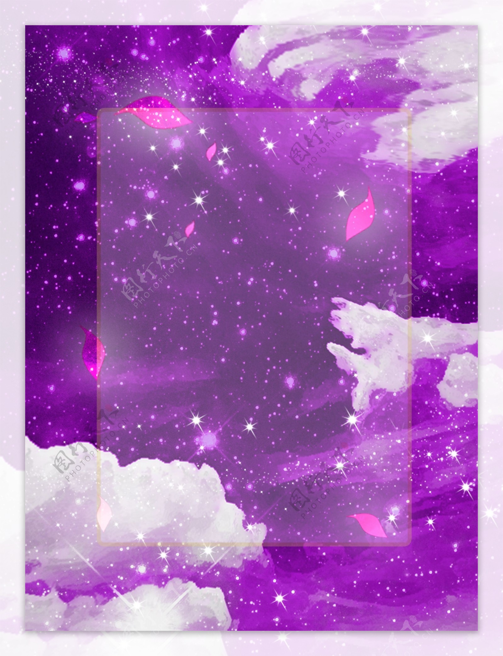 梦幻紫色星光星云唯美星空商务原创背景