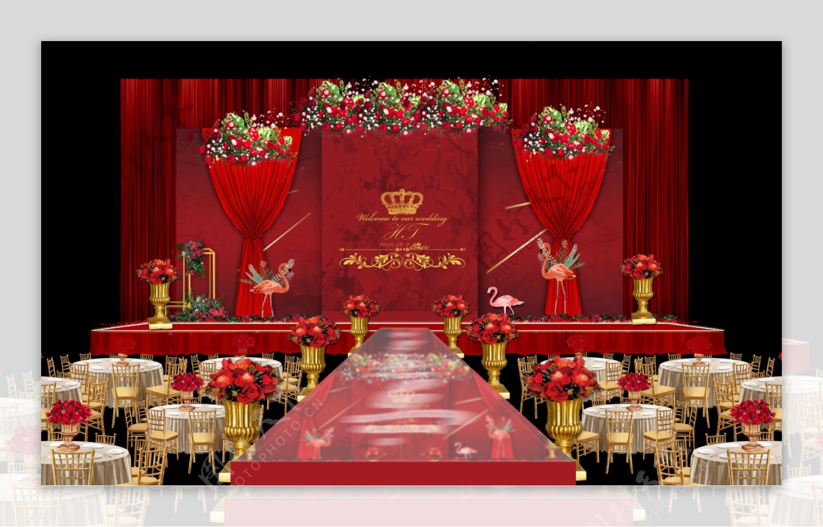 红色婚礼背景素材