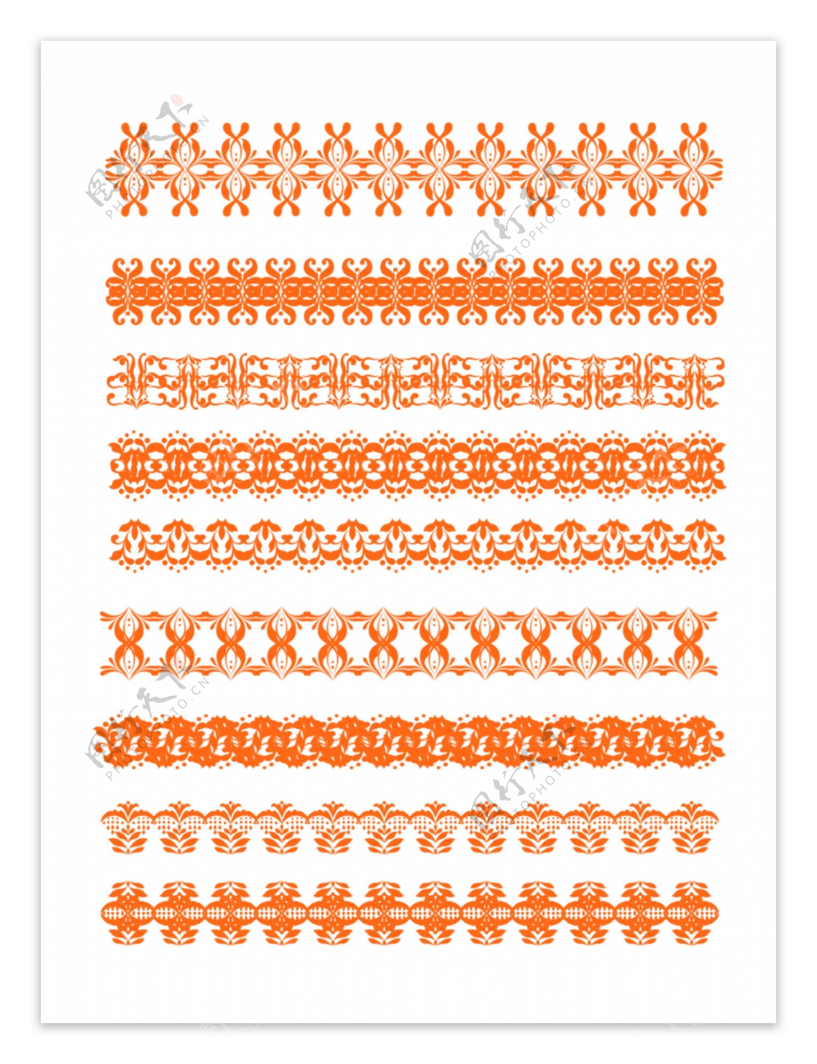 原创欧式复杂严肃边框套图橙色可商用元素