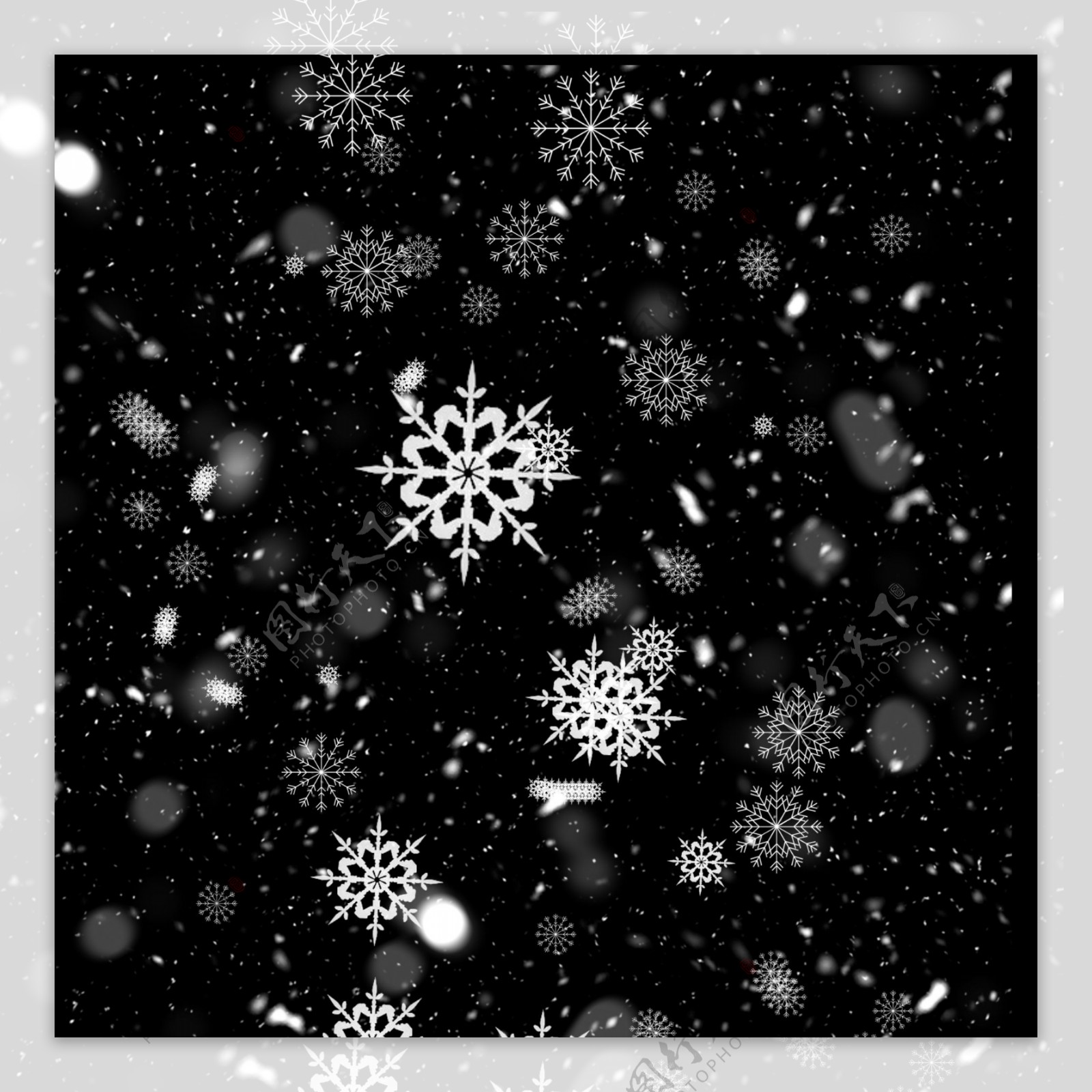 冬季飘雪下雪手绘装饰白色雪花浪漫漂浮冬天