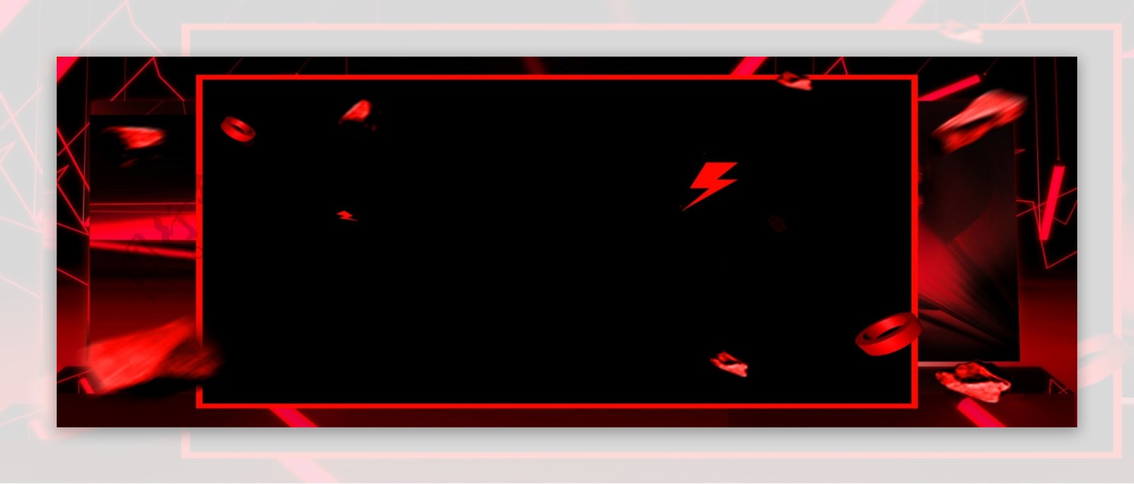 红色边框黑色底纹科技banner背景