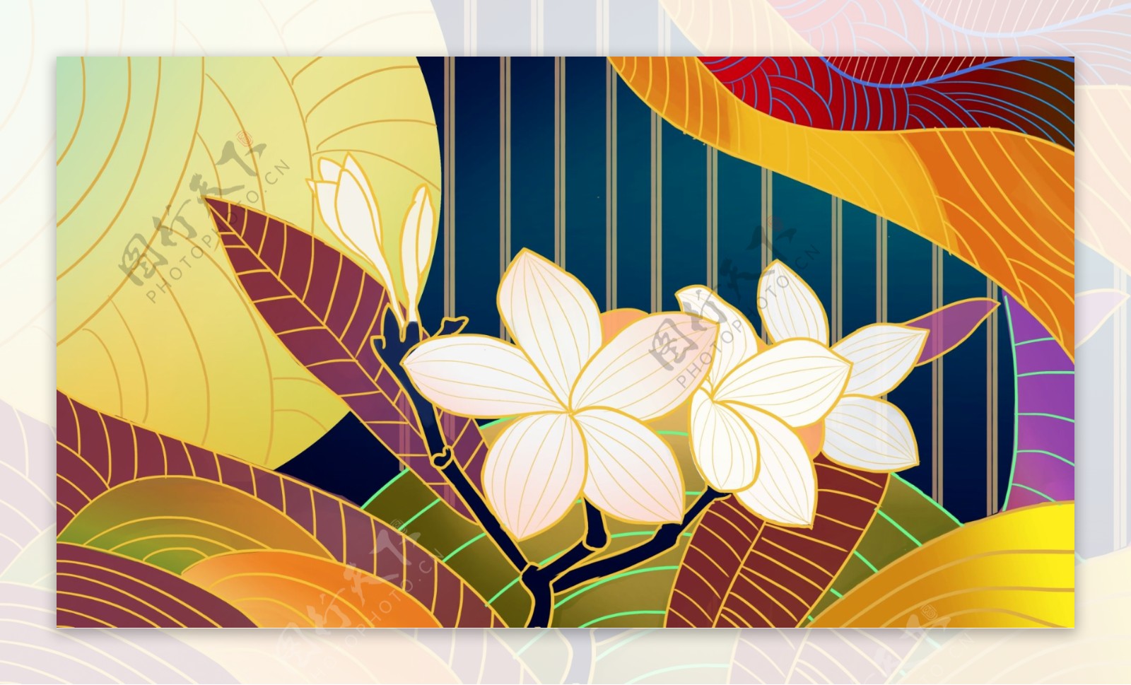 创意彩色花卉展板背景