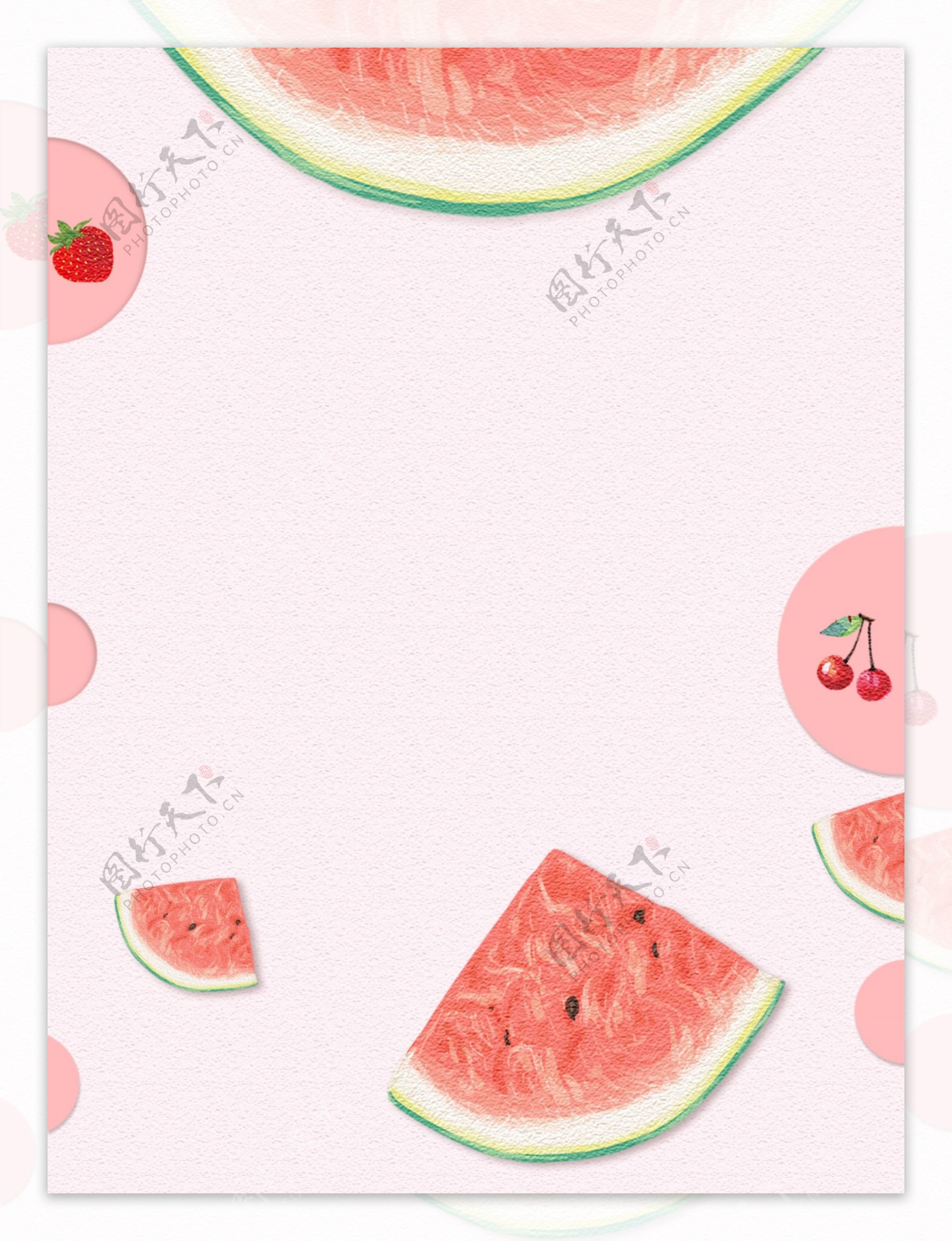 原创水果西瓜草莓樱桃背景