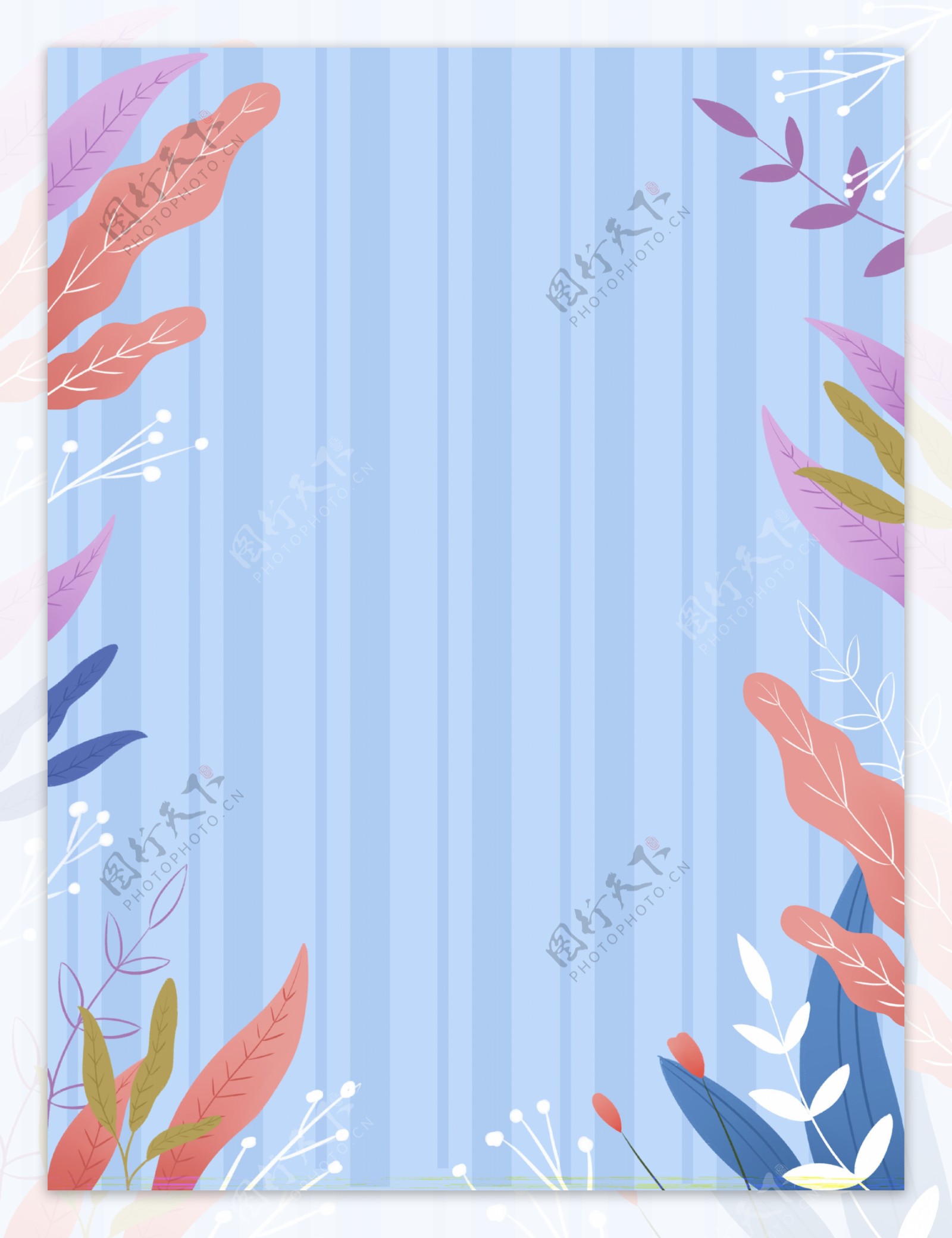 蓝色植物花卉背景设计