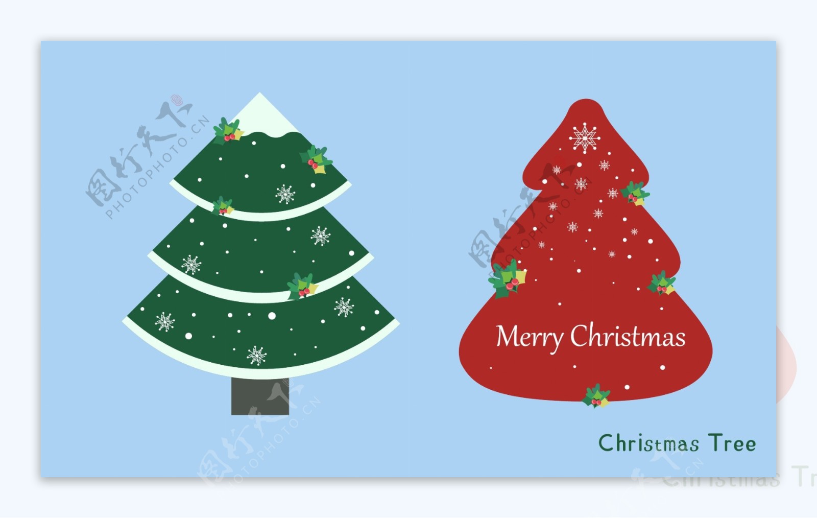 圣诞节日圣诞树装饰铃铛雪花元素插图