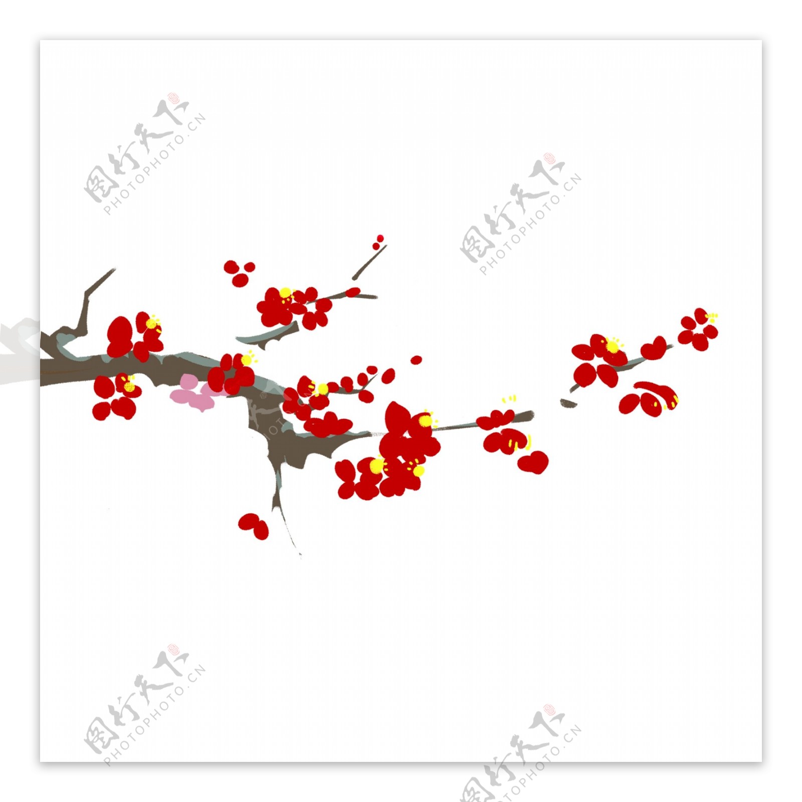 中国风桃花树枝装饰设计