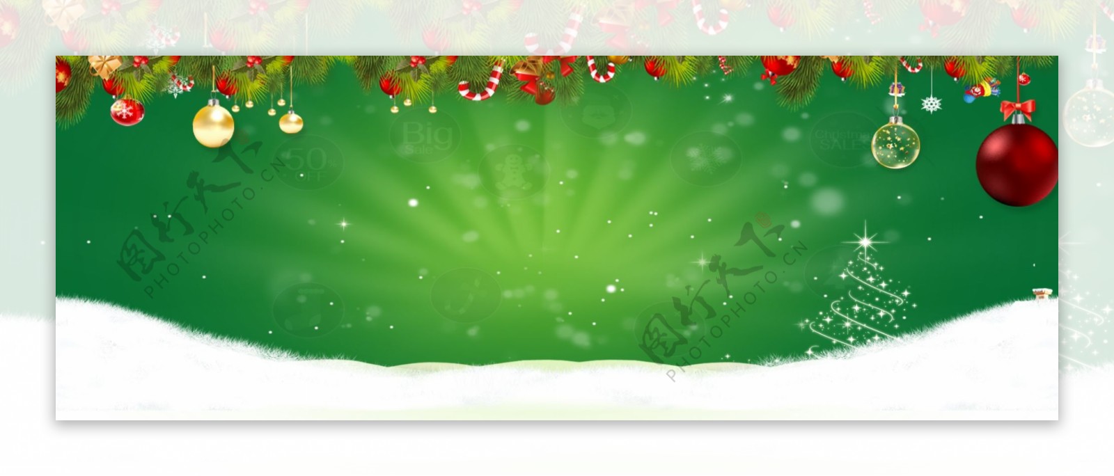圣诞节绿色banner背景