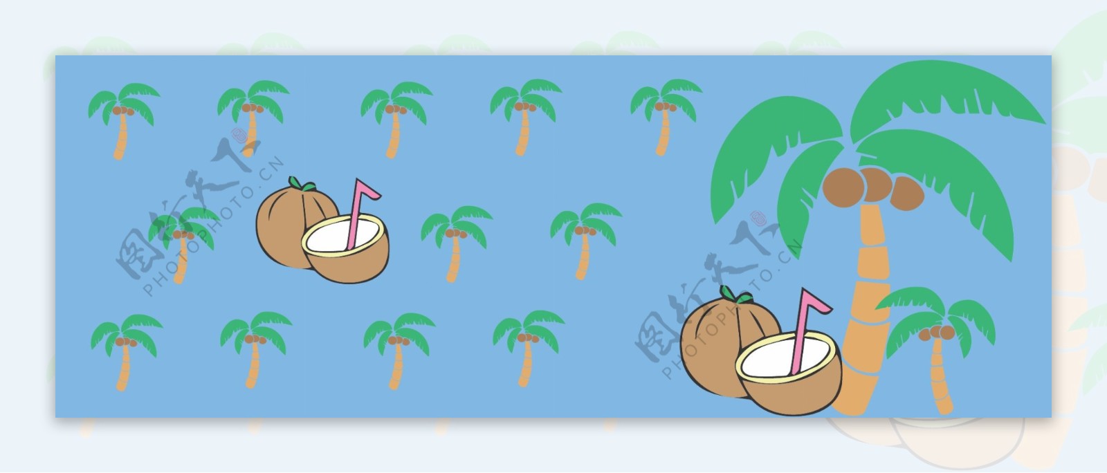 纯原创椰子和椰子树背景