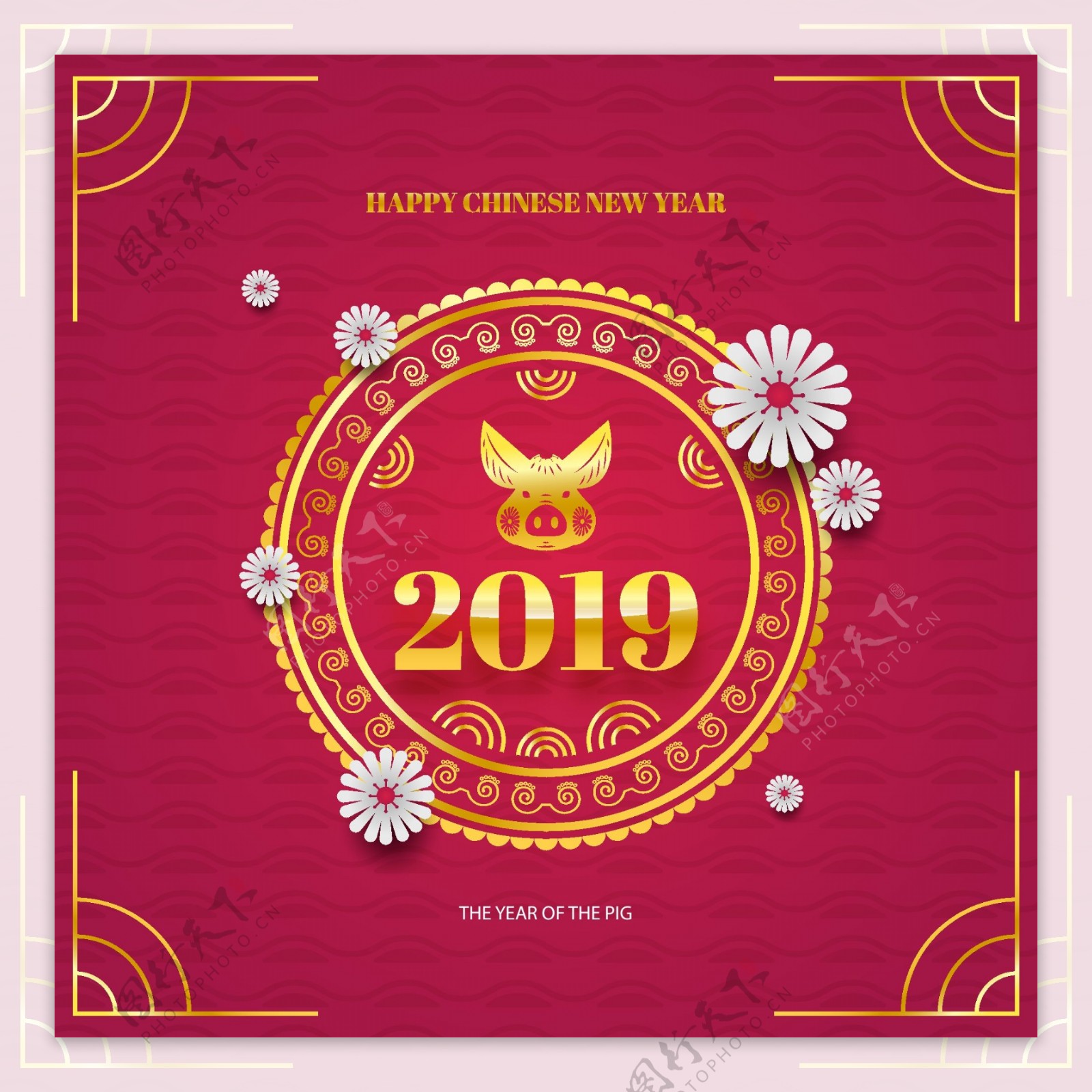 2019新年花卉装饰海报