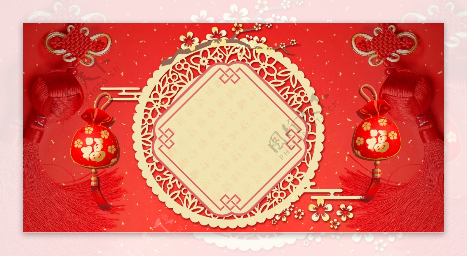 中国风新年福袋中国结背景设计