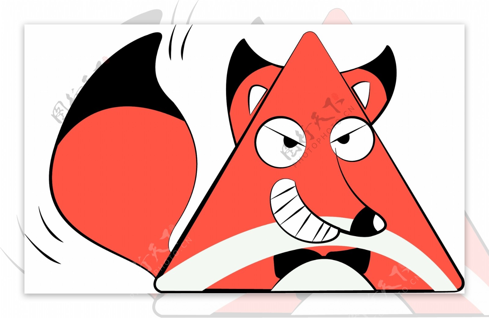 手绘三角形可爱小狐狸可商用