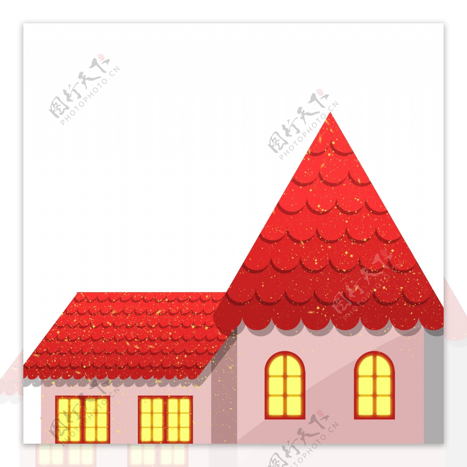 红色卡通小房子设计