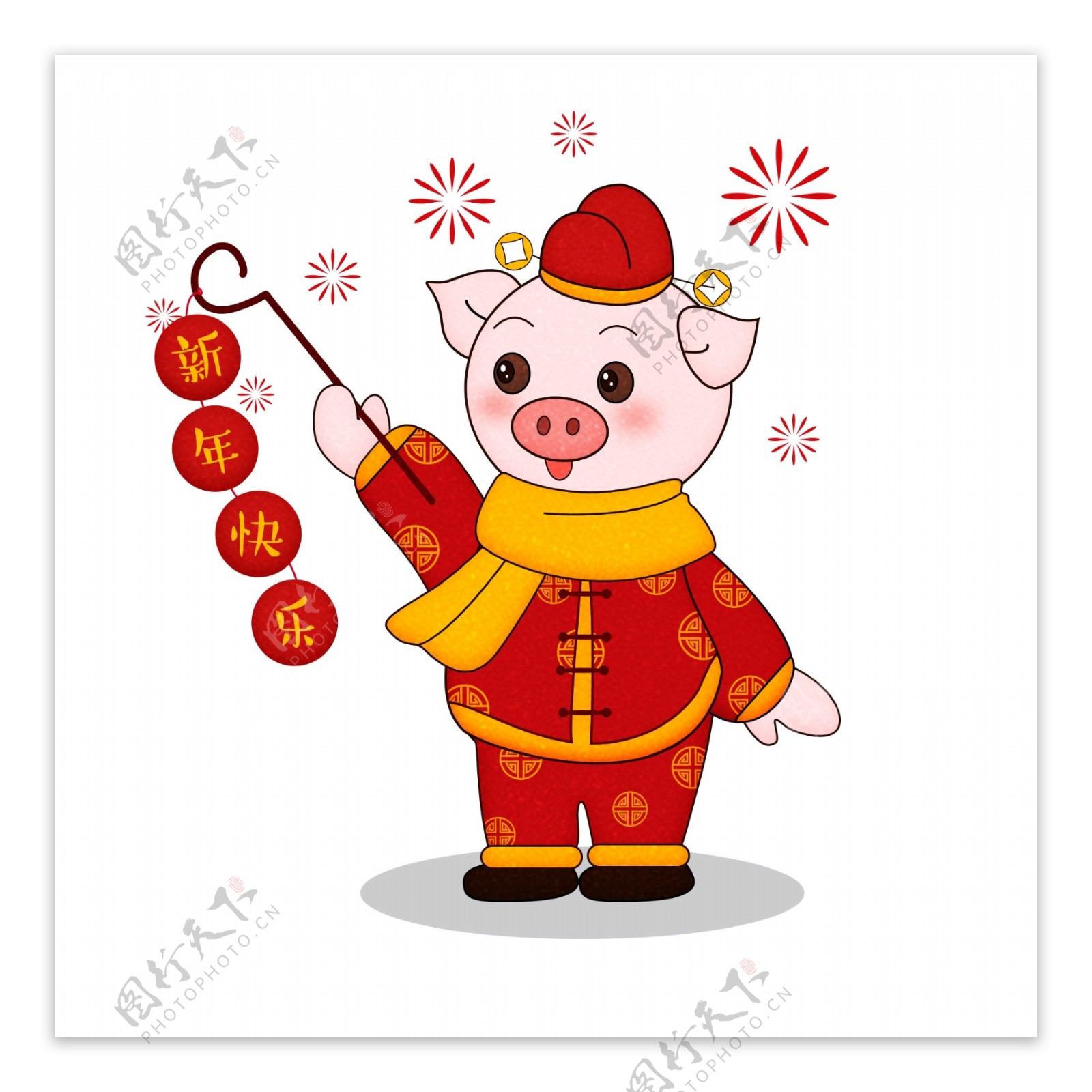 猪年喜庆可爱小猪形象插画元素