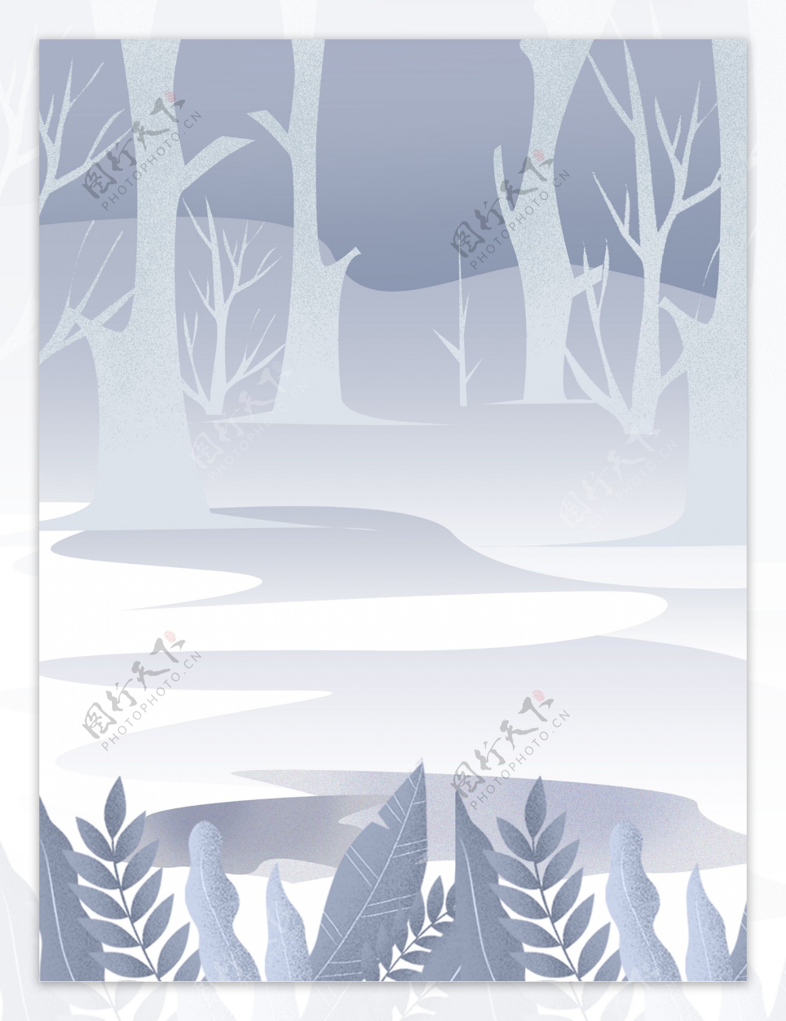 简约灰色冬季树林背景设计