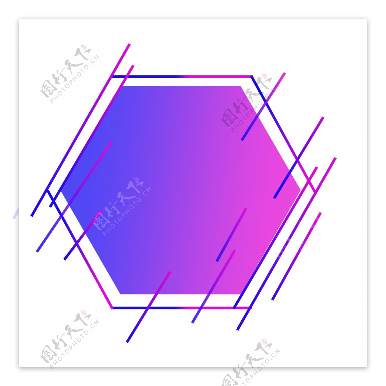 蓝紫色渐变六边形纹理边框科技感可商用