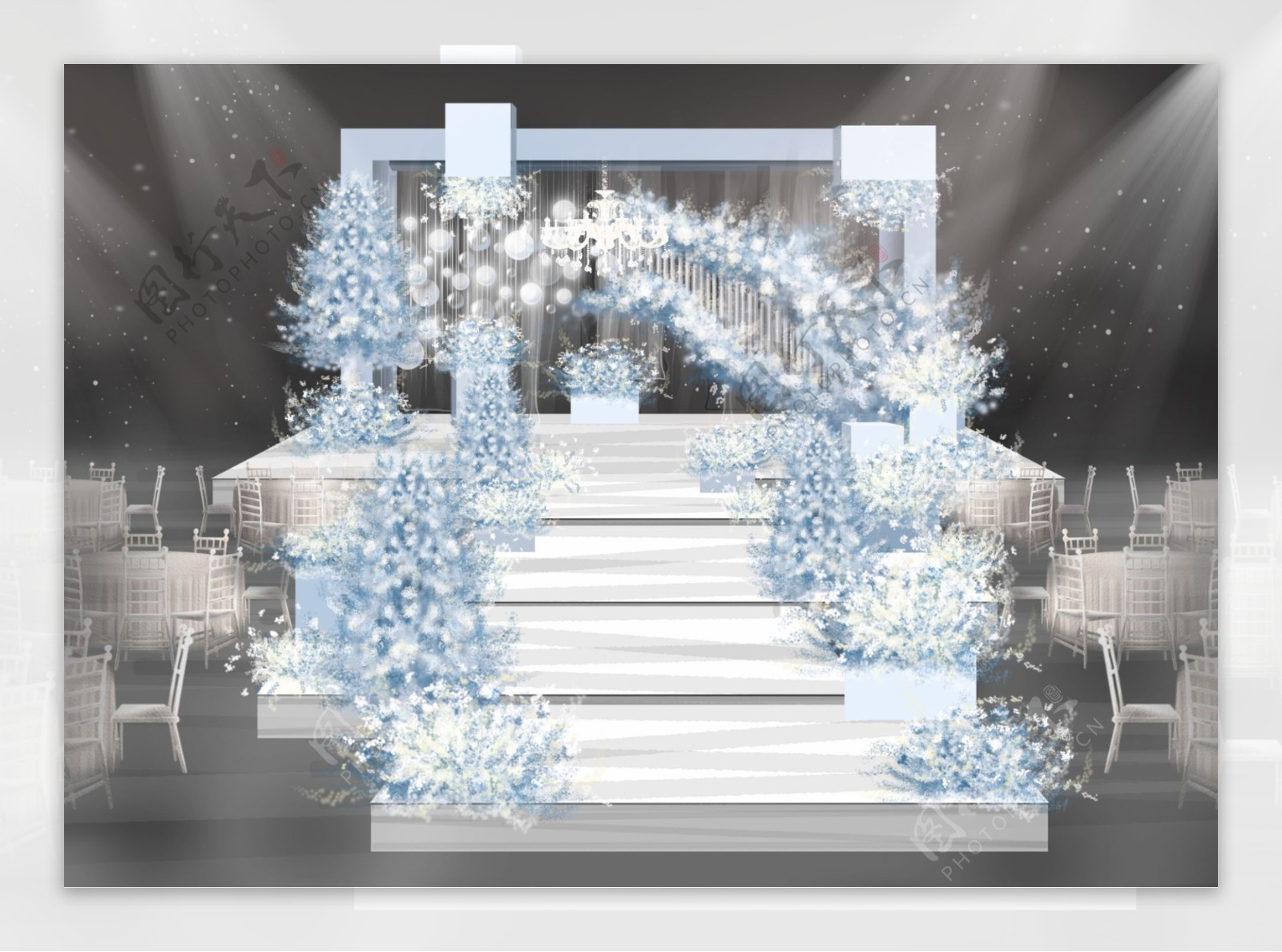 蓝色冰雪世界婚礼效果图