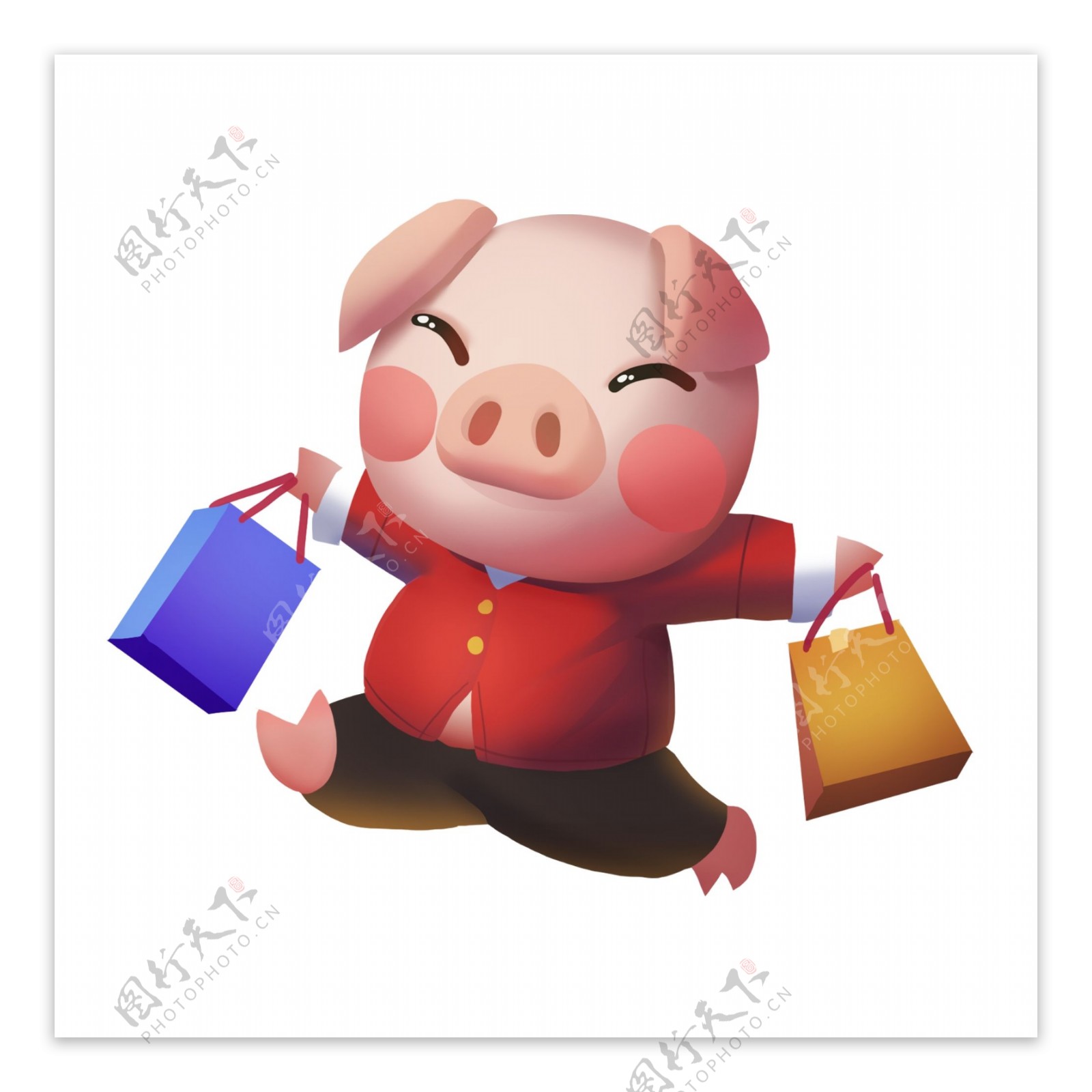 新年小猪2019购物png免扣卡通手绘