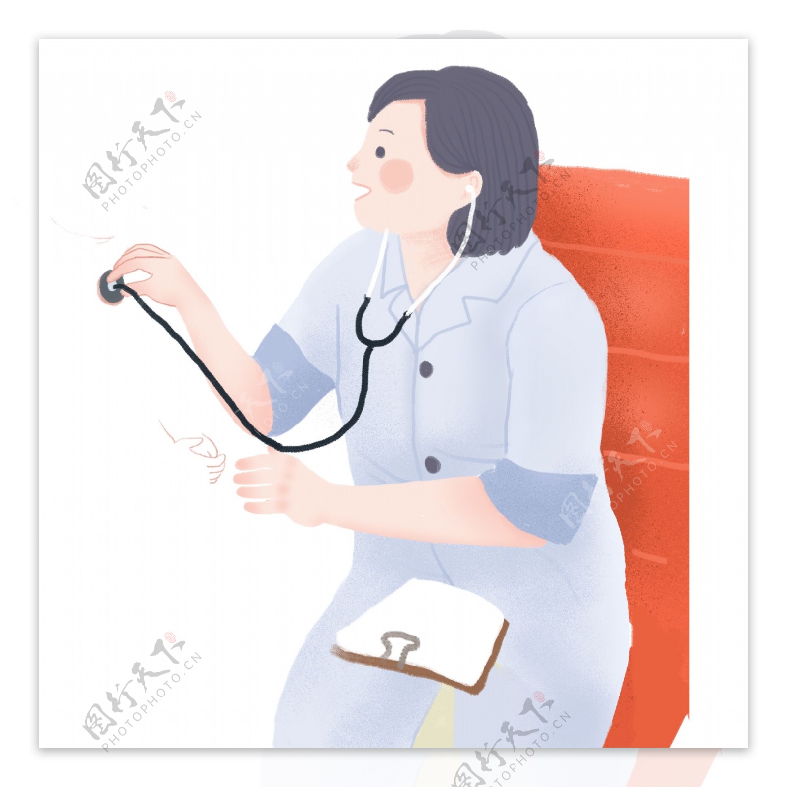 一个拿着听诊器的医生卡通免抠图