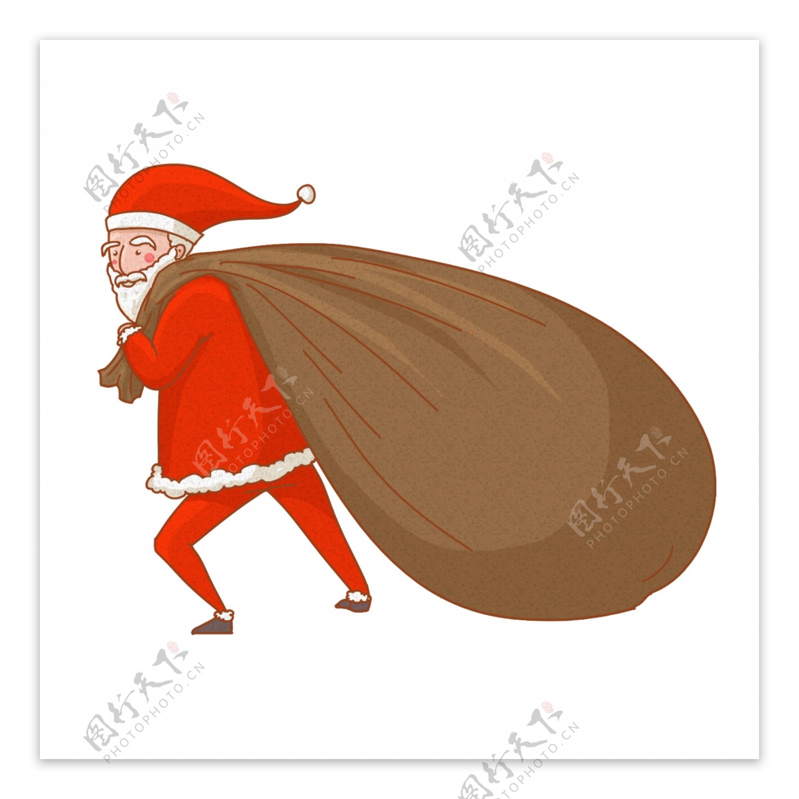 圣诞节圣诞老人背着大礼包插画