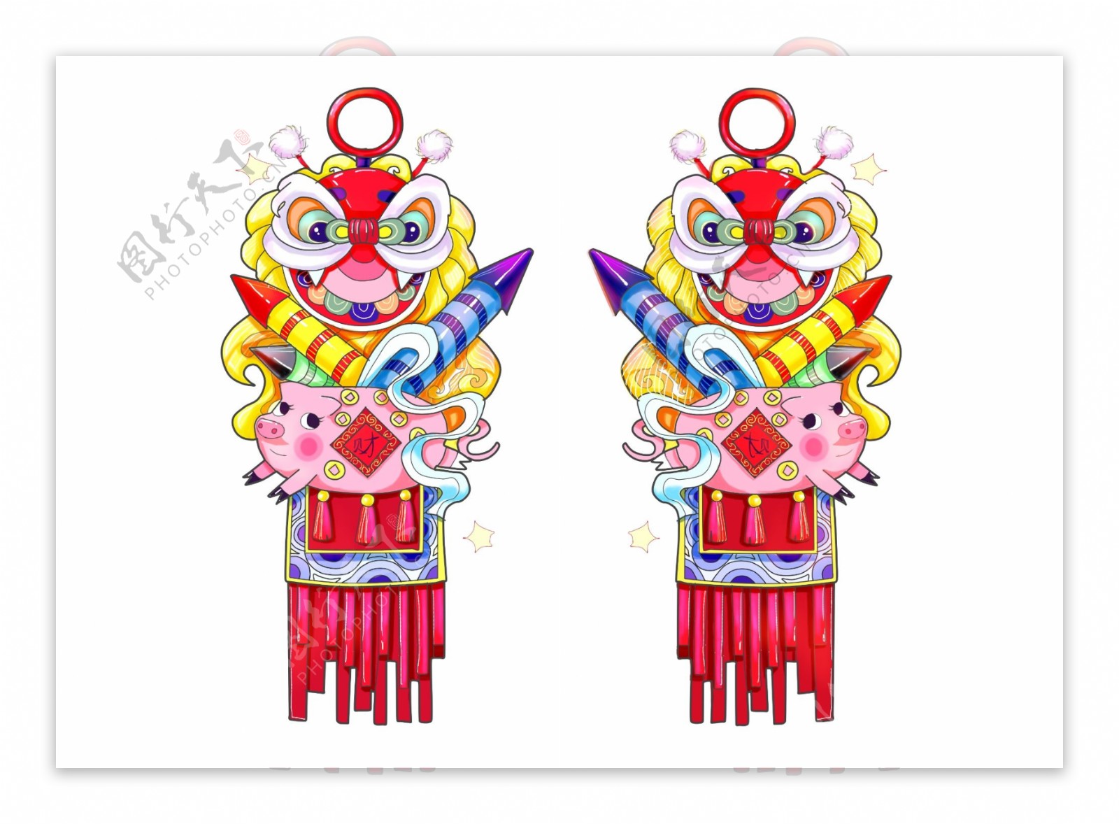 中国结猪年2019春节装饰挂件可爱鞭炮流苏PNG