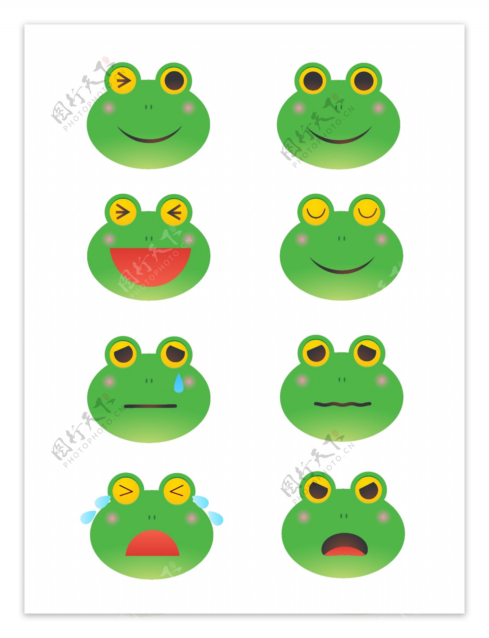 卡通可爱绿色青蛙表情包元素