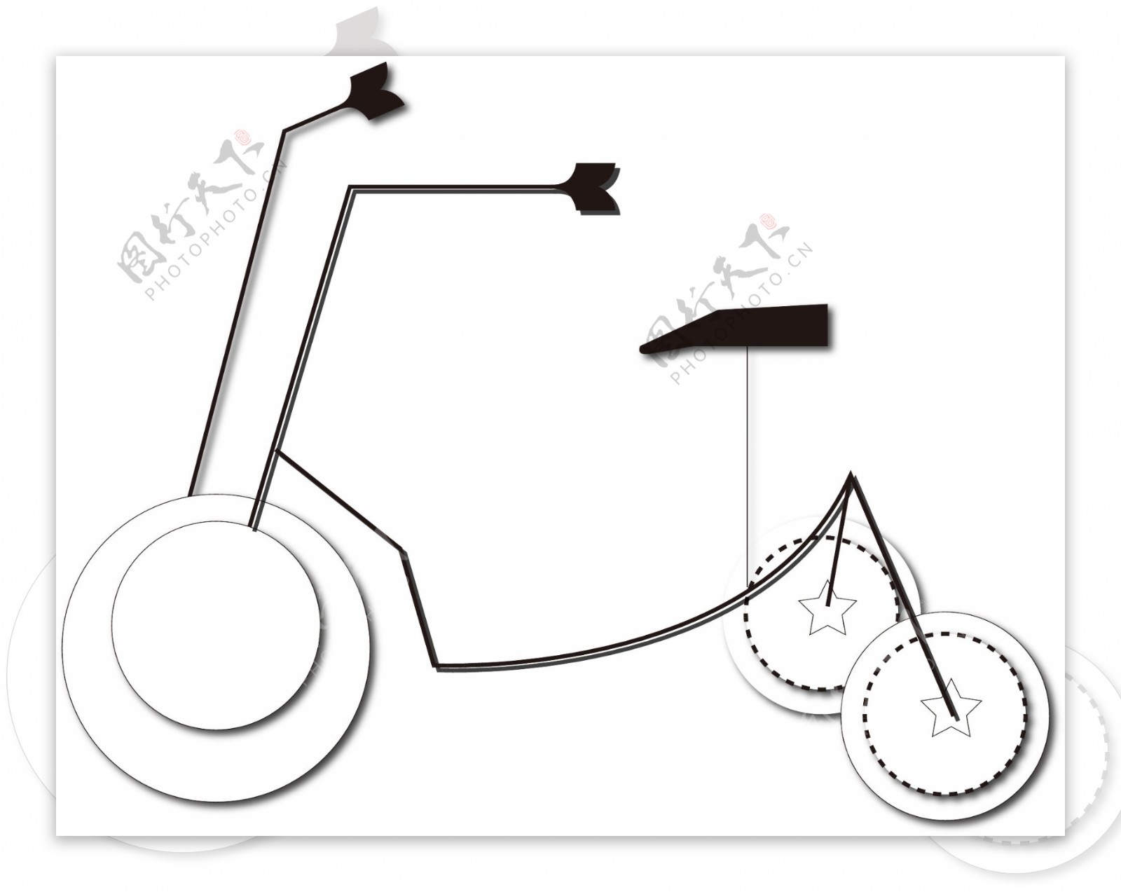 极简矢量图自行车单车黑白元素