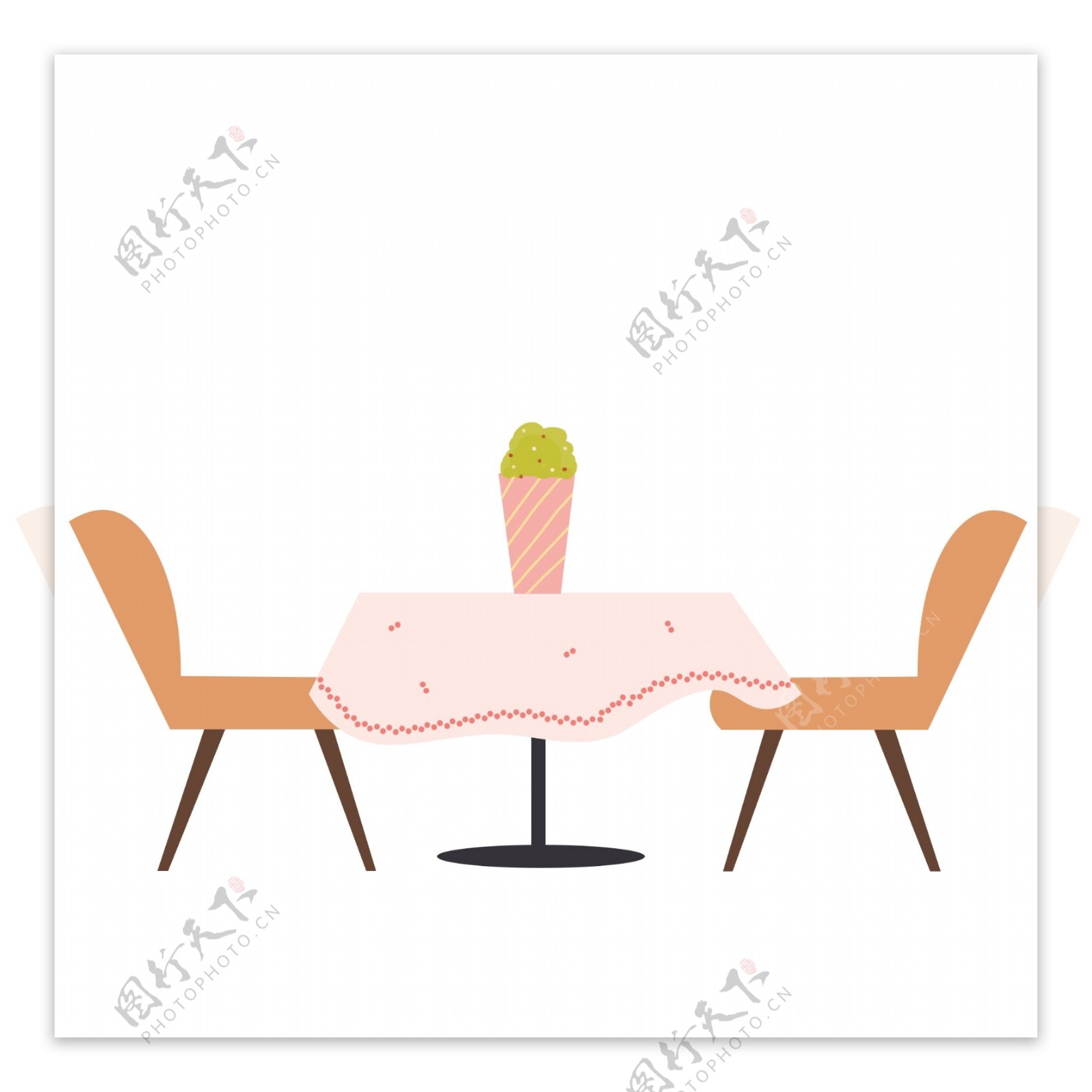 卡通小清新餐厅餐桌元素设计