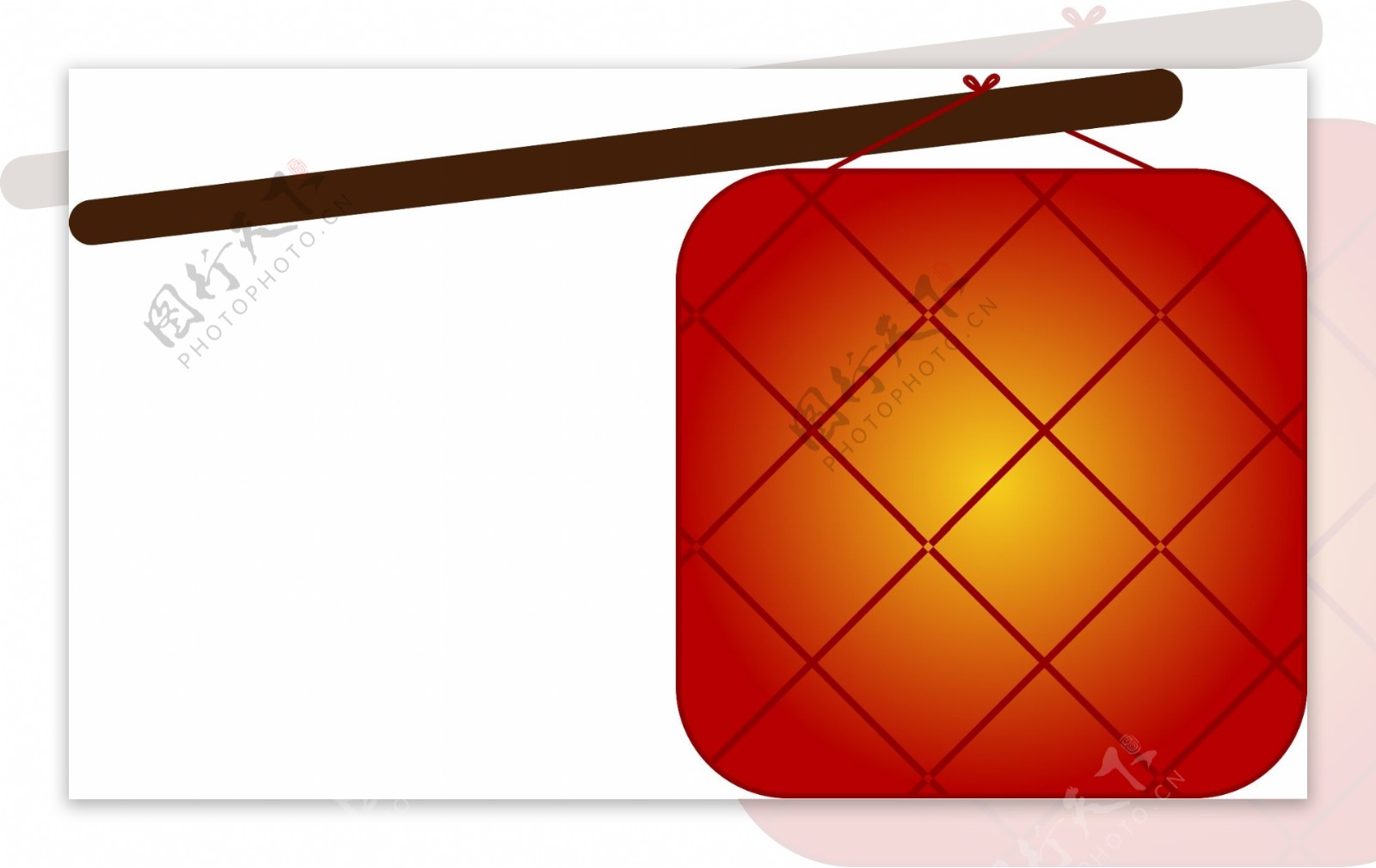 传统春节元素手提方形灯笼红色喜庆