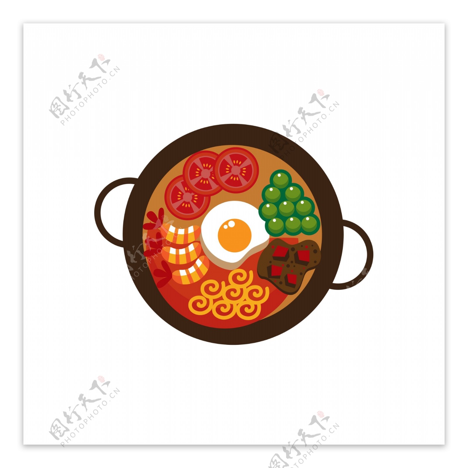 火锅食物暖色装饰素材设计