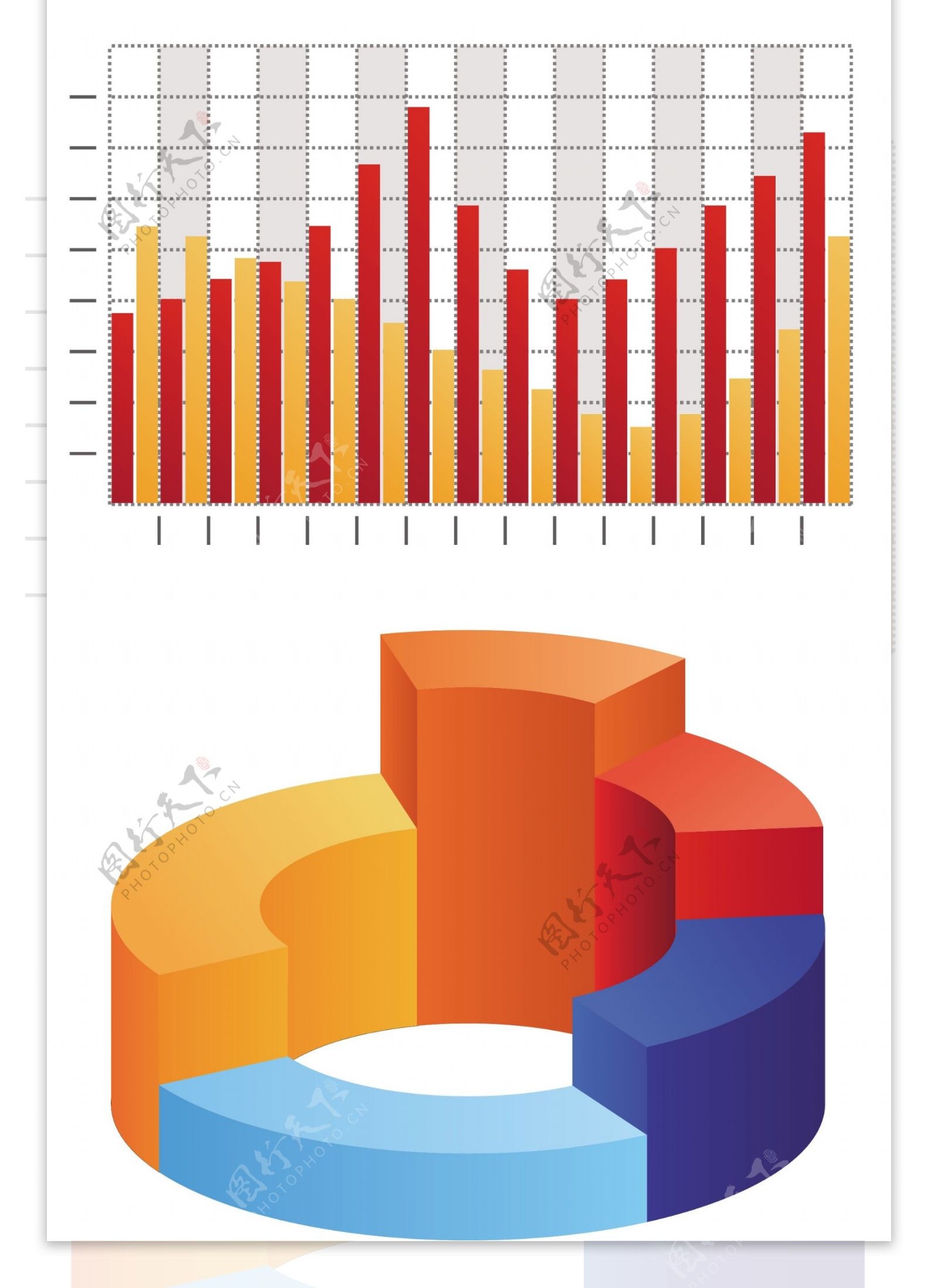 彩条柱状图信息图表设计收集各类矢量图层