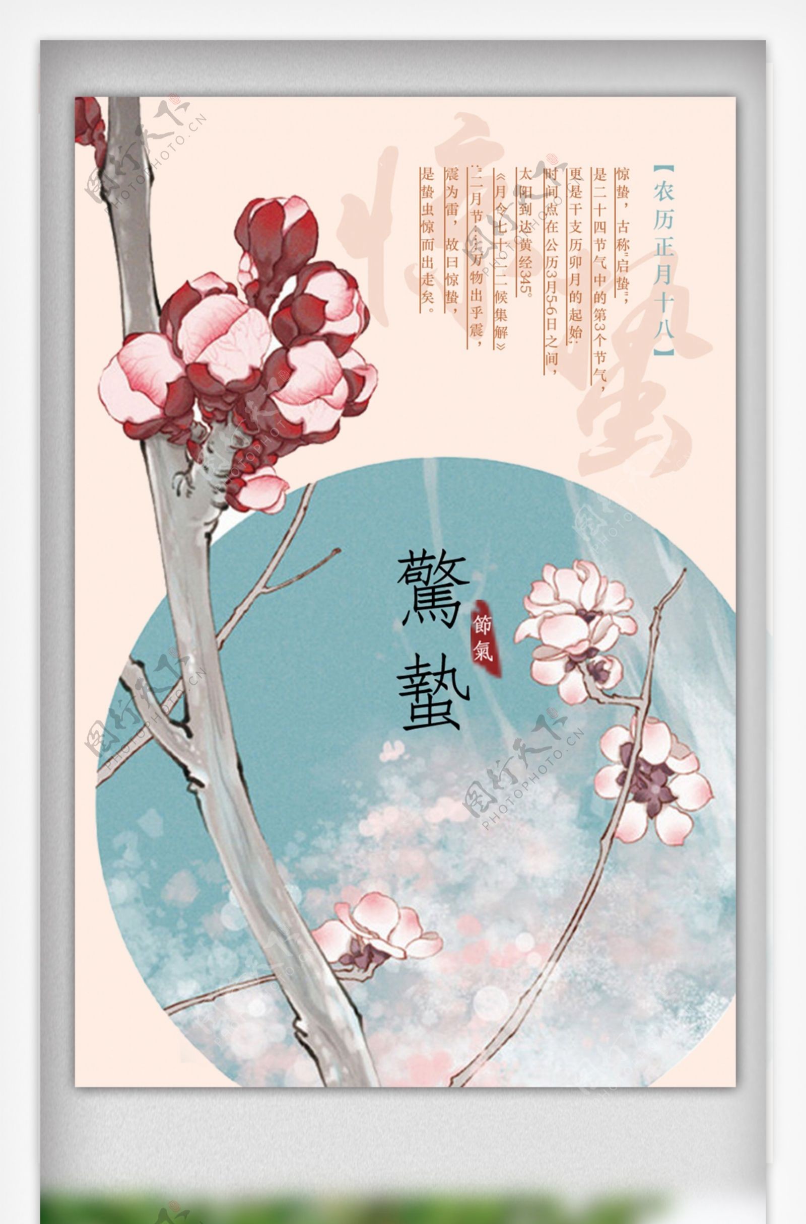中国风传统节气惊蛰海报