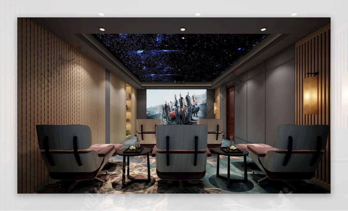 现代客厅茶室效果图3d模型