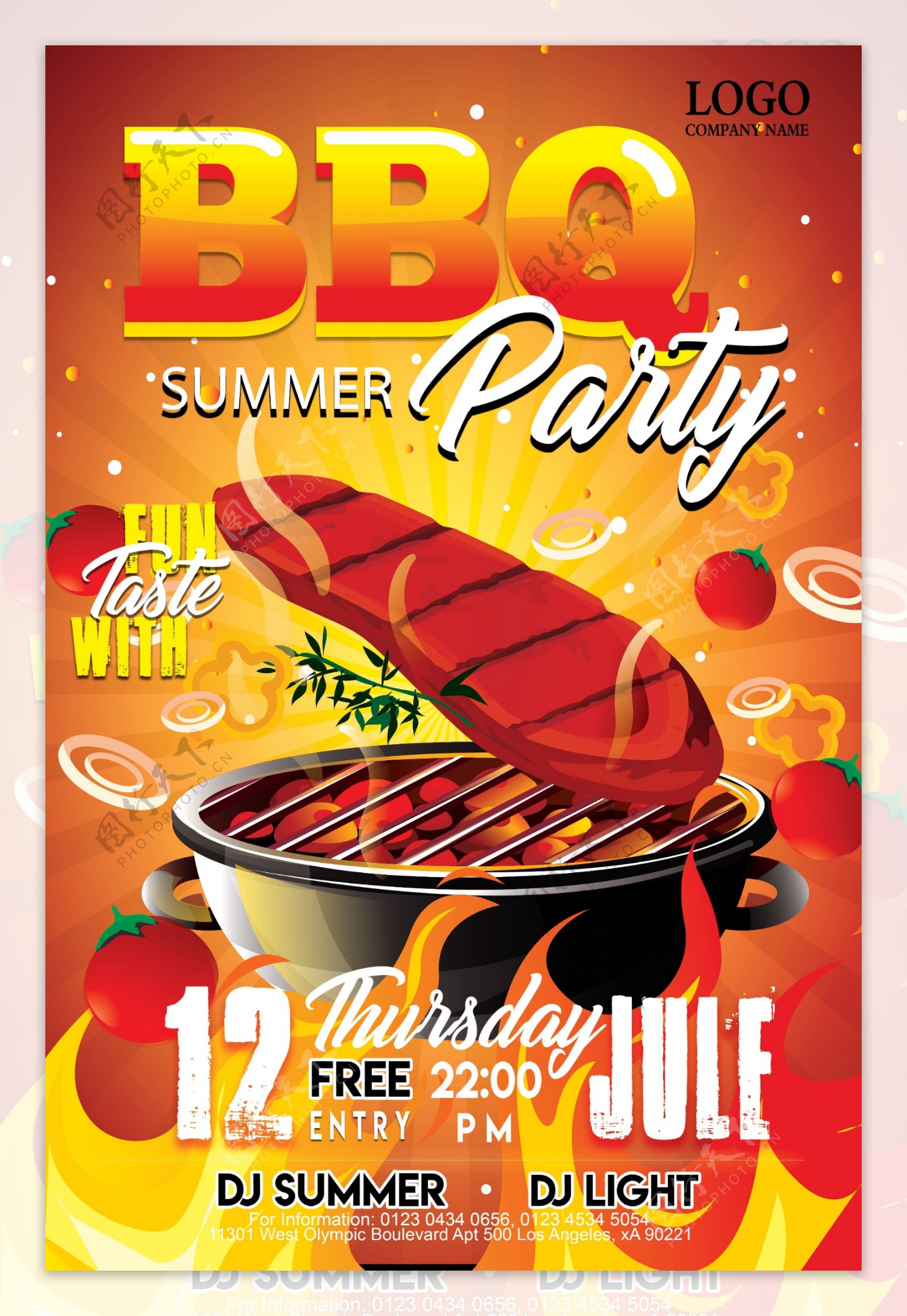 时尚BBQ夏季烤肉派对国外海报
