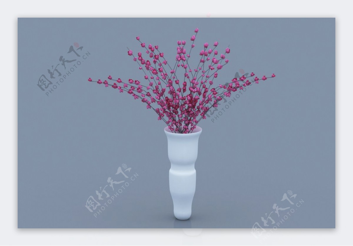 粉色樱花插花花瓶3d模型