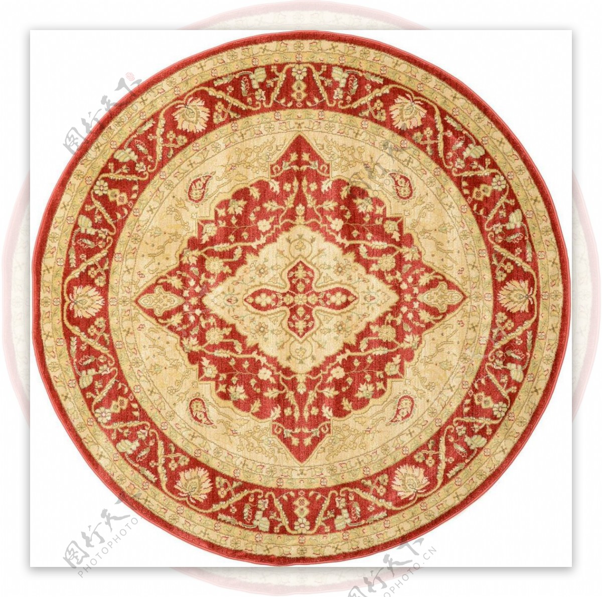 红色圆形古典经典地毯