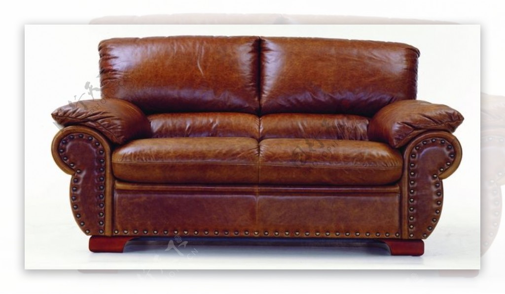 现代布朗双座椅真皮沙发