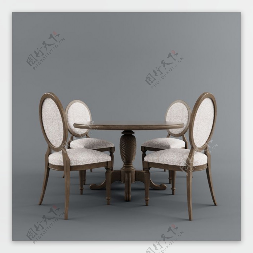 简约木质休闲餐桌椅3d模型