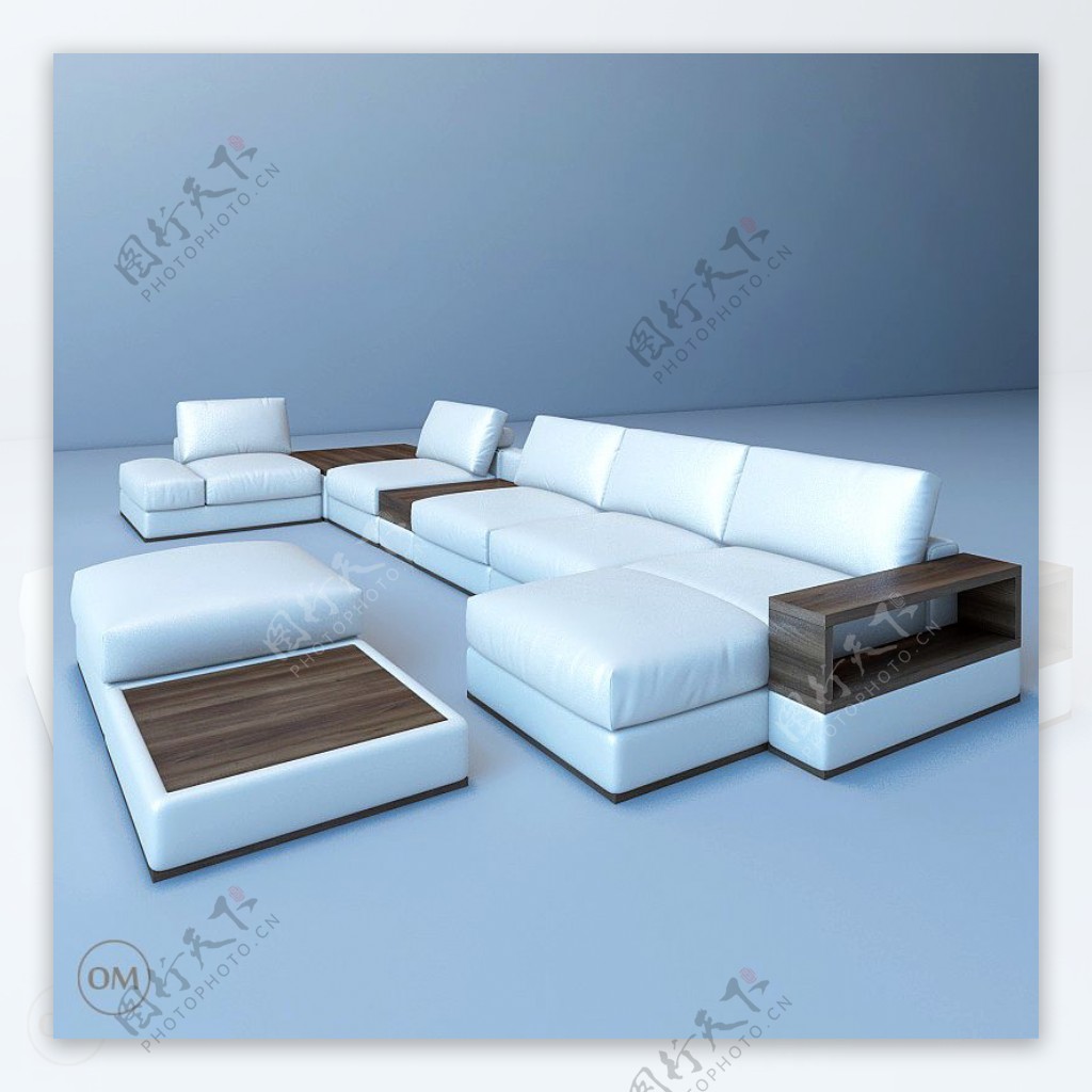 白色简约组合沙发3d模型