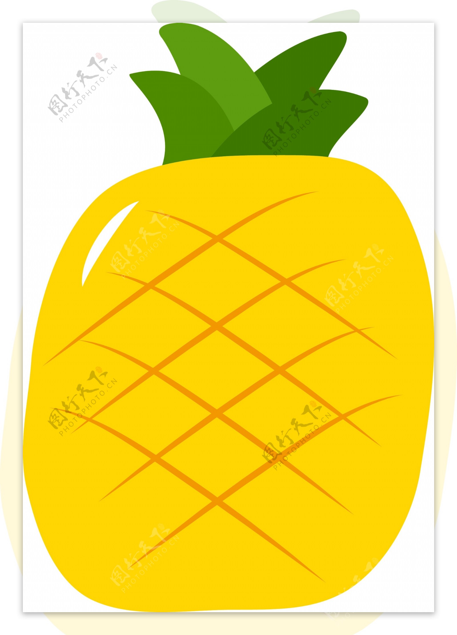 菠萝元素卡通手绘水果美食