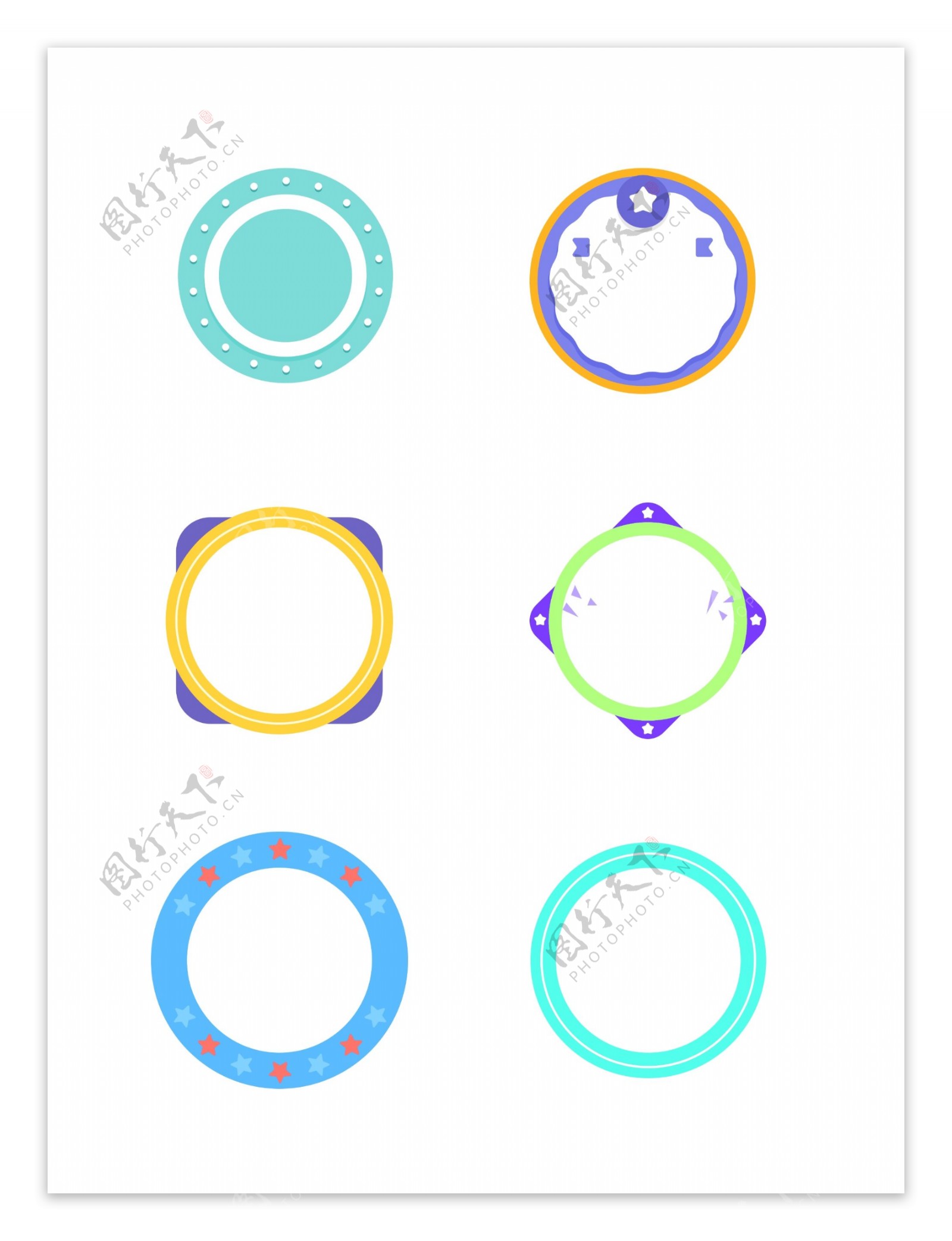 标签对话框彩色圆形装饰素材设计