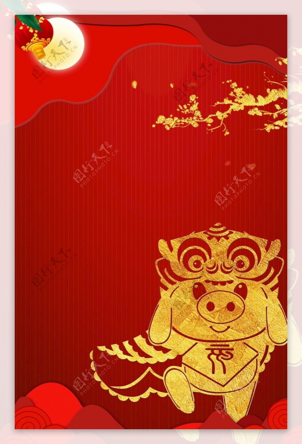 喜庆风金猪海报背景设计