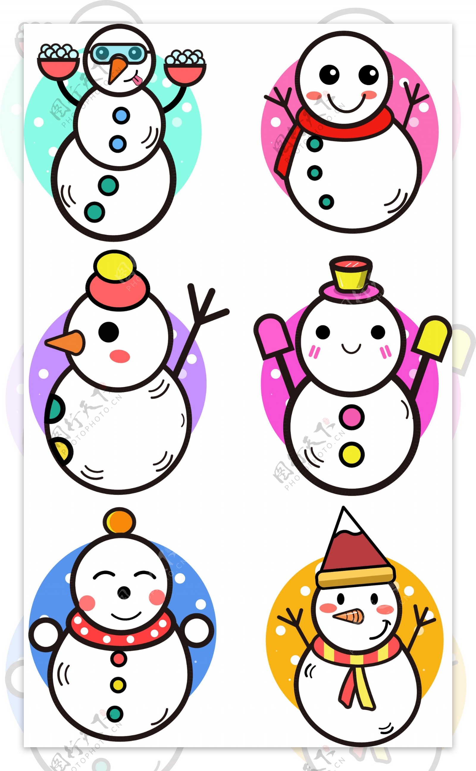 冬季元素卡通可爱雪人元素