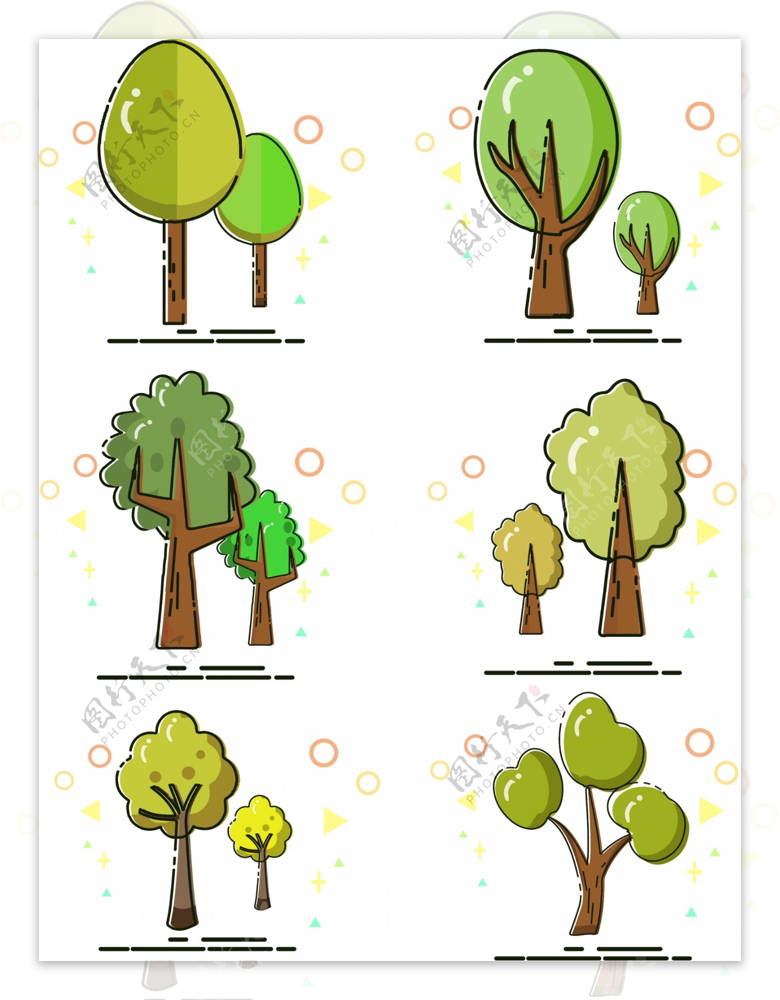 meb风格卡通树木集合可商用