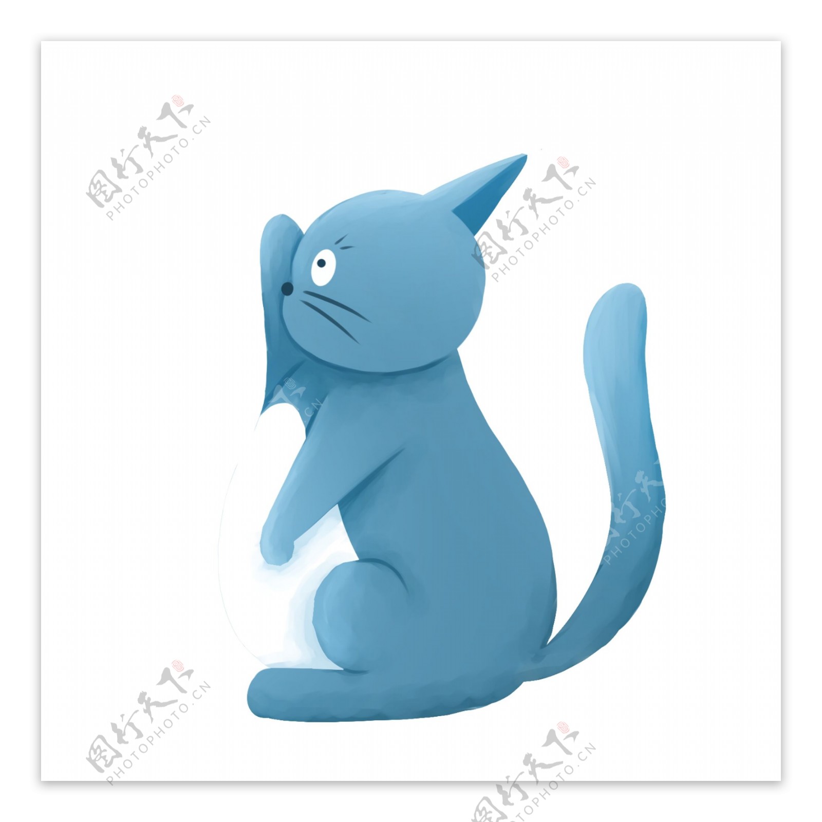 蓝色猫咪图案元素