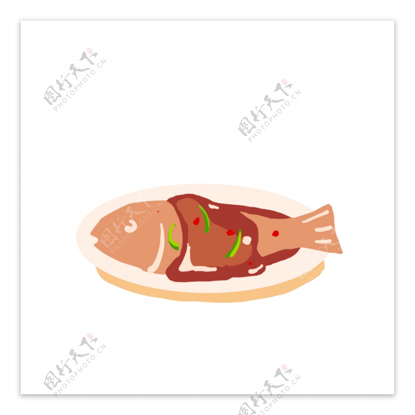 美味红烧鱼卡通手绘设计