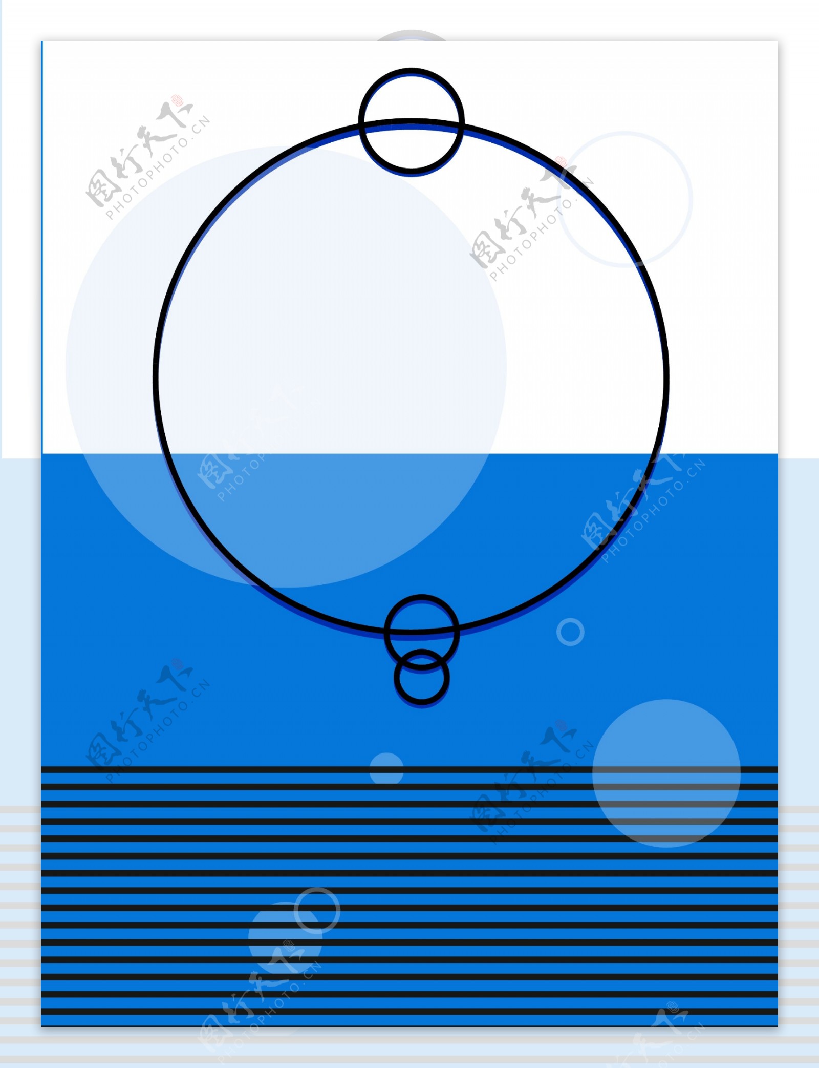 蓝色海洋创意气泡波普风几何背景